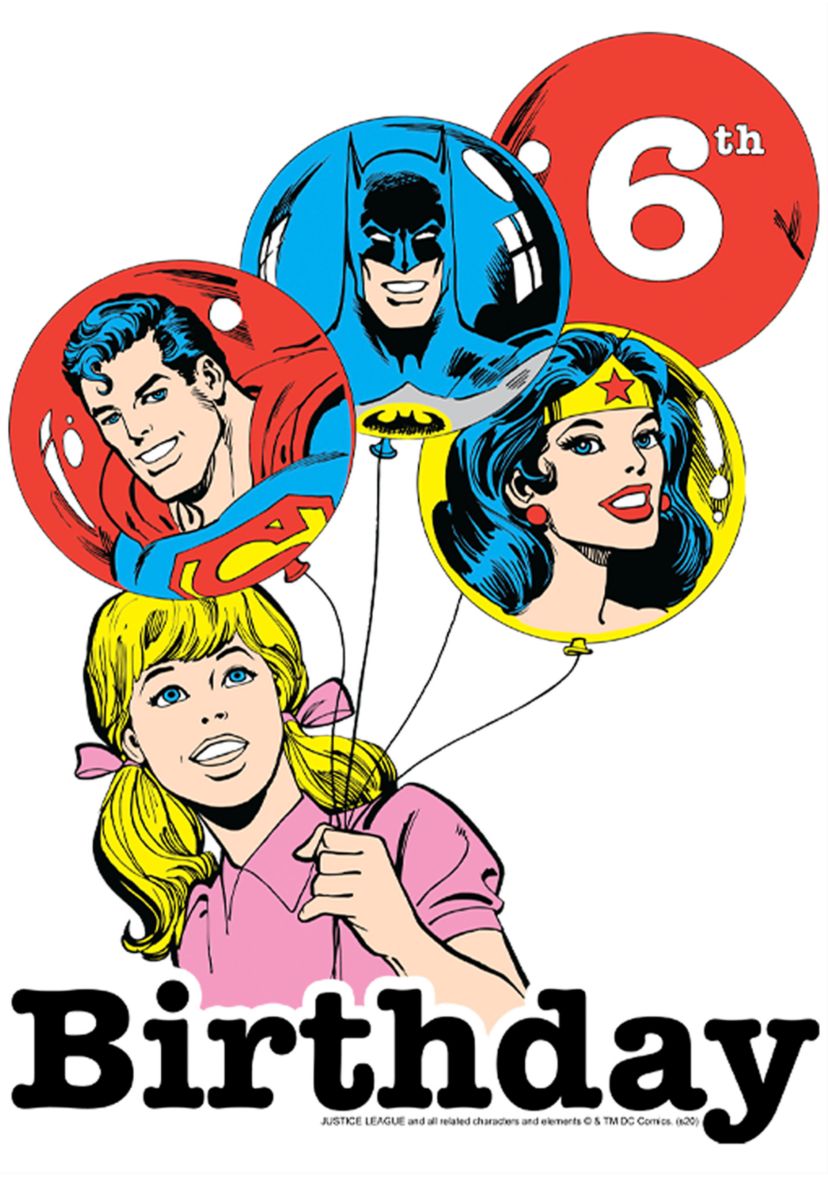 Girls 46x Justice League Hero Balloon 6th Graphic Top