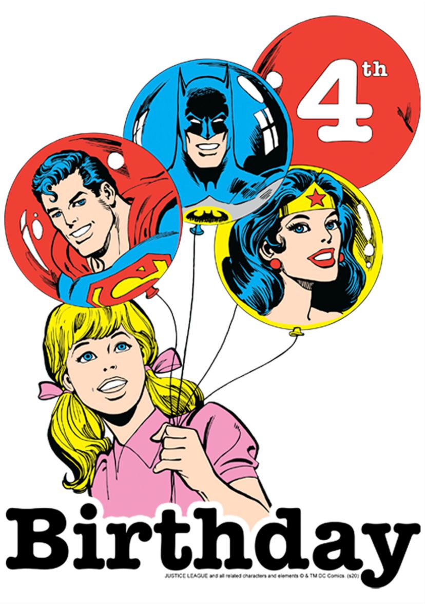 Girls 46x Justice League Hero Balloon 4th Graphic Top