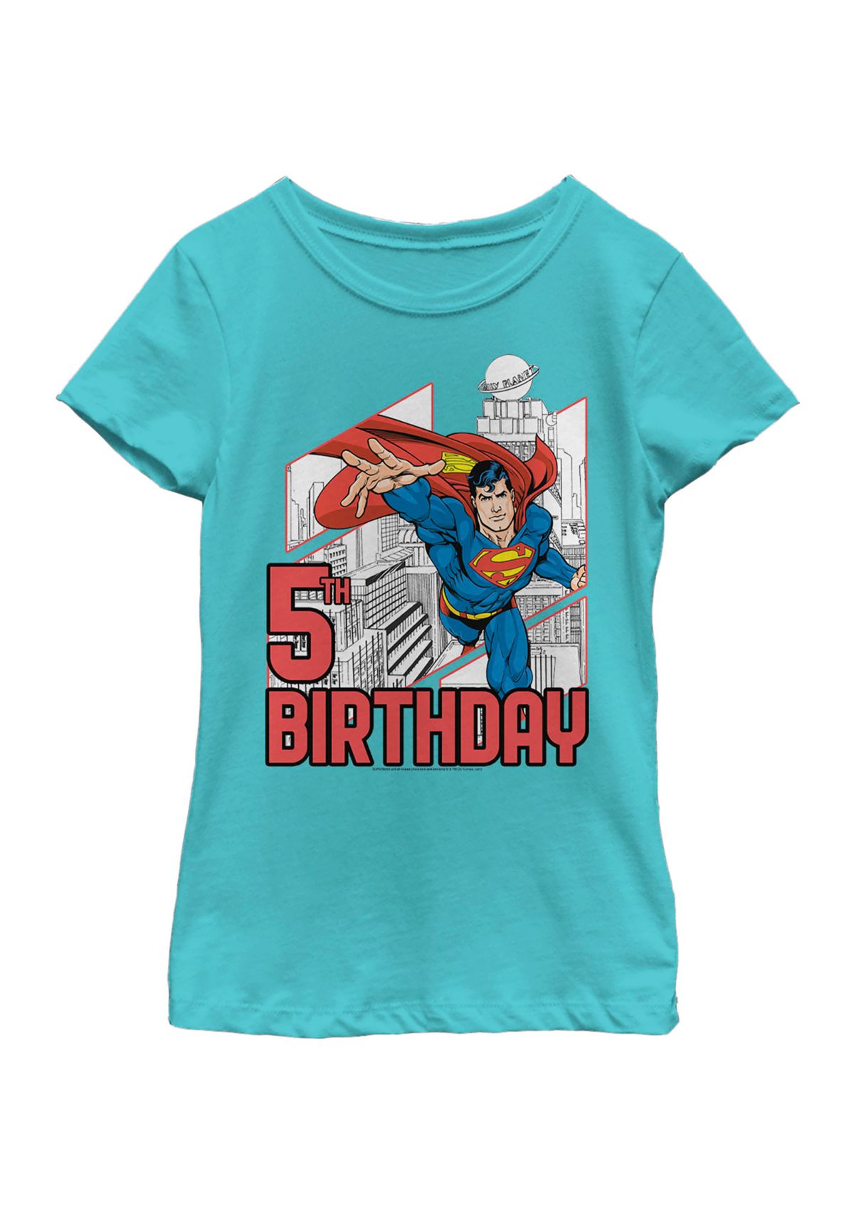 Girls 46x Superman Super 5th Birthday Graphic Top