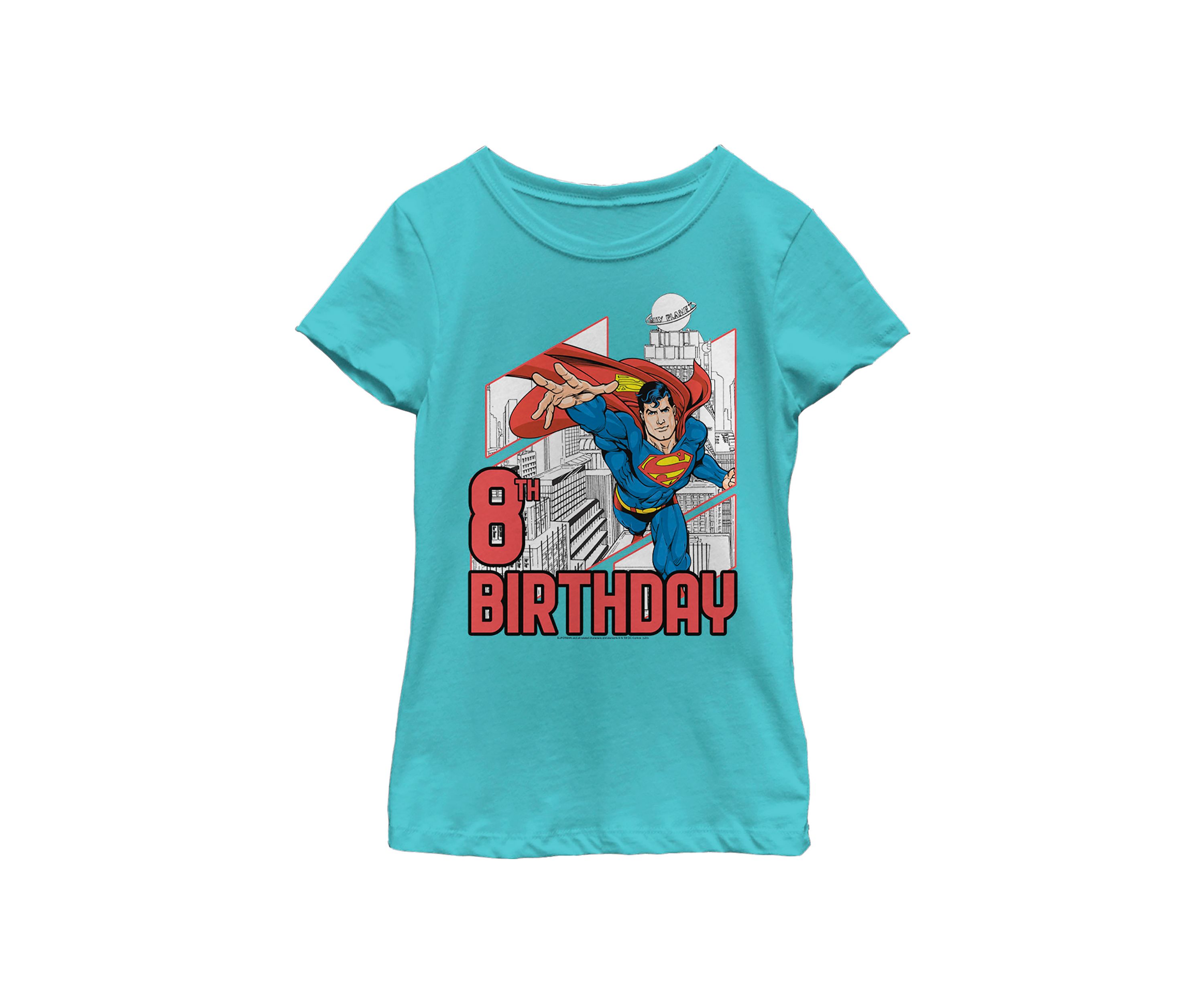 Girls 46x Superman Super 8th Birthday Graphic Top