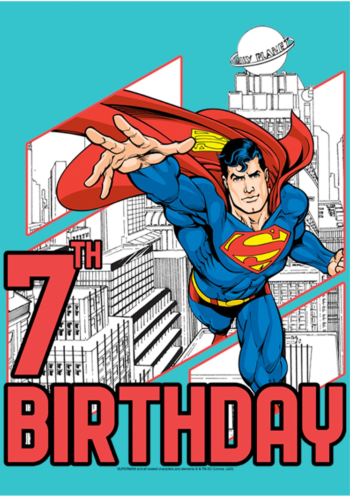 Girls 46x Superman Super 7th Birthday Graphic Top