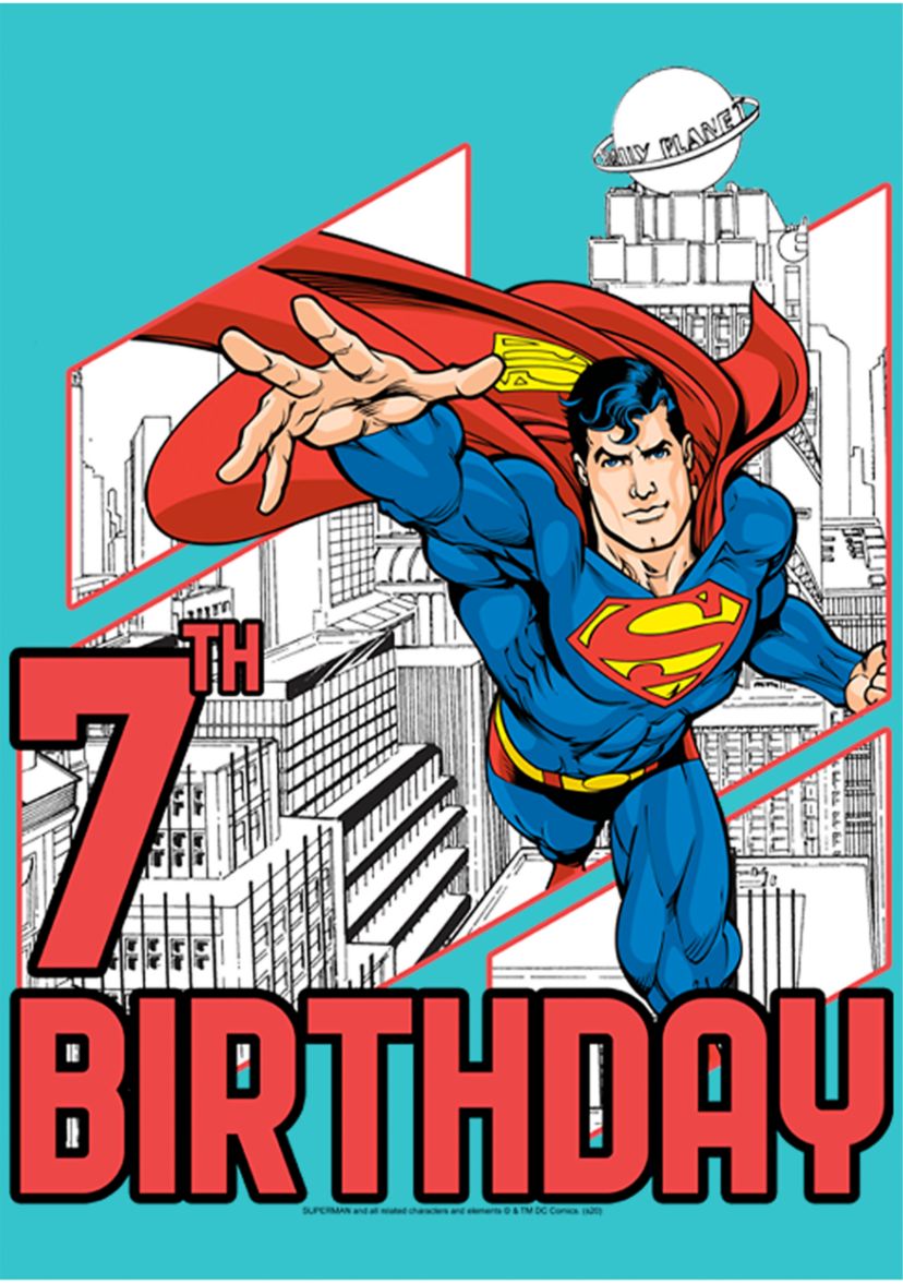 Girls 46x Superman Super 7th Birthday Graphic Top