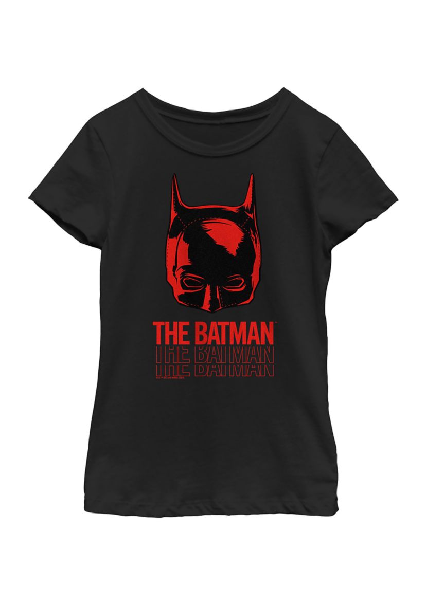 The Batman Mask Text Stack Graphic T-Shirt