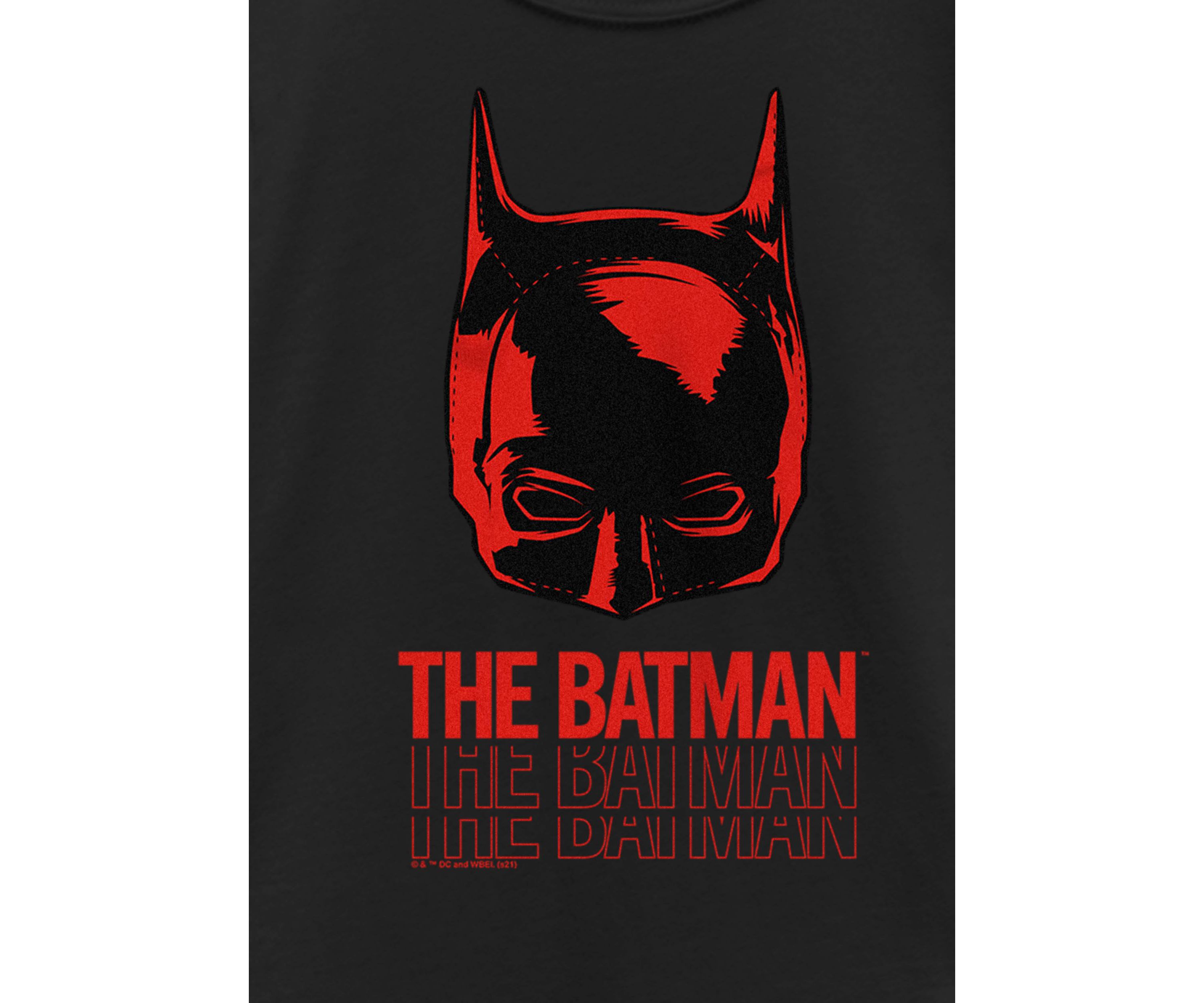 The Batman Mask Text Stack Graphic T-Shirt