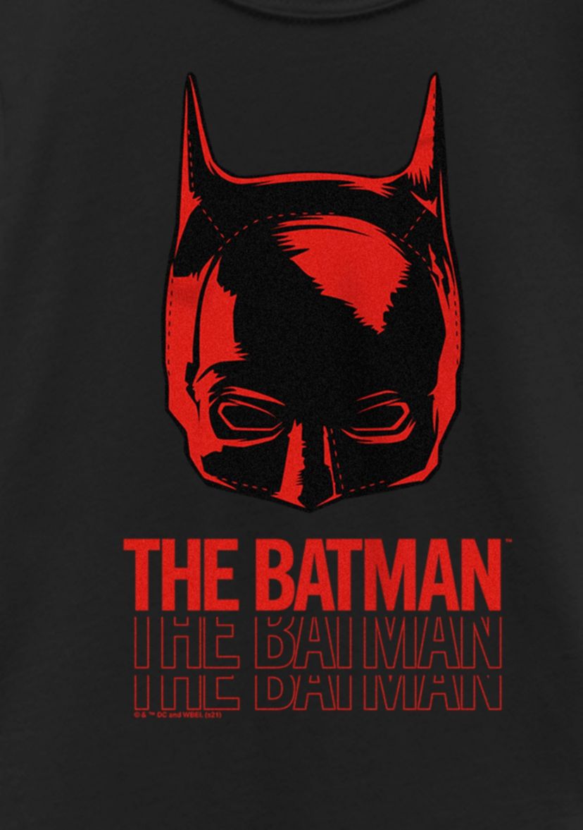 The Batman Mask Text Stack Graphic T-Shirt