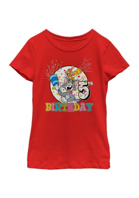 FIFA Girls 46x Tom and Jerry Tom And Jerry 5th Birthday Graphic Top, Red, XS