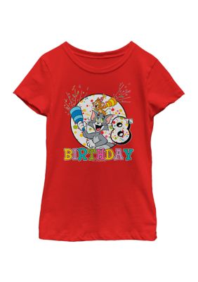 FIFA Girls 46x Tom and Jerry Tom And Jerry 8th Birthday Graphic Top, Red, XS
