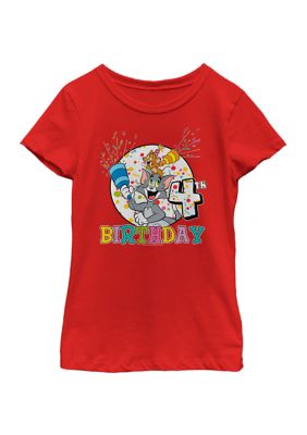 FIFA Girls 46x Tom and Jerry Tom And Jerry 4th Birthday Graphic Top, Red, XS