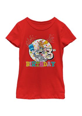FIFA Girls 46x Tom and Jerry Tom And Jerry 3rd Birthday Graphic Top, Red, XS