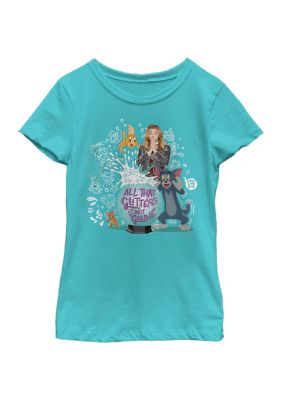 FIFA Girls 46x Tom and Jerry: The Movie Glitter Goldie Graphic Top, Blue, XS