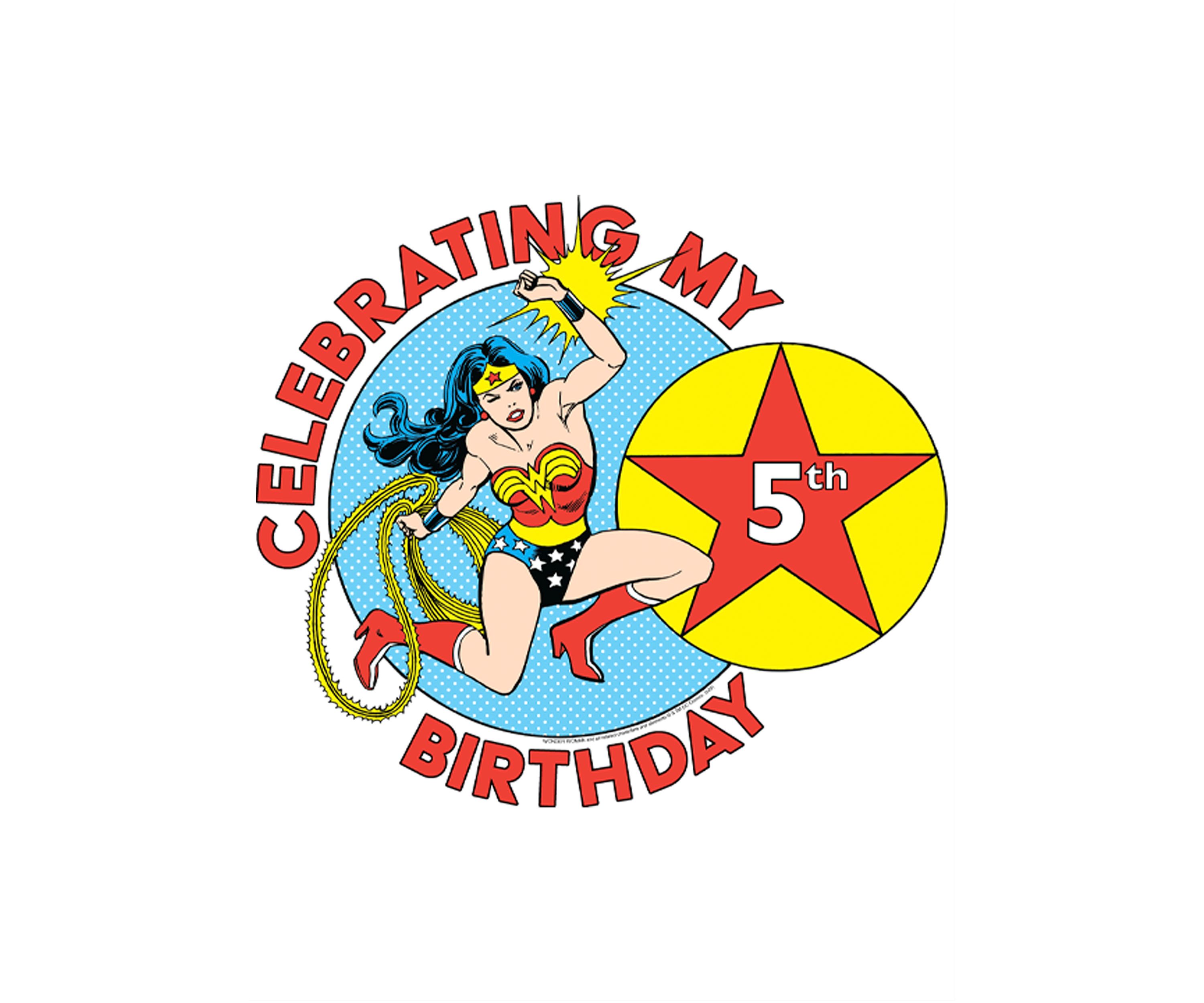 Girls 46x Wonder Woman Wonderfully 5th Birthday Graphic Top
