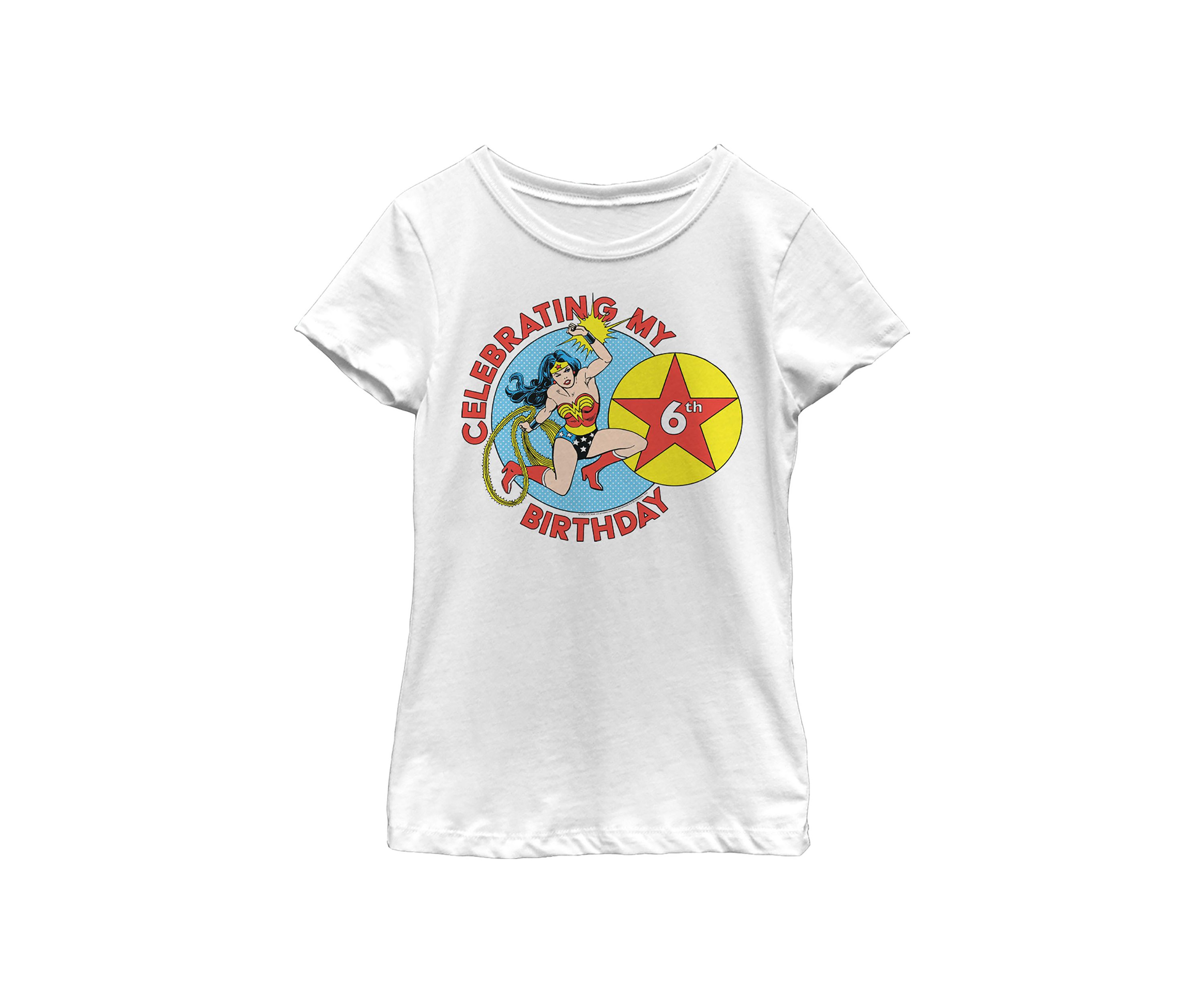 Girls 46x Wonder Woman Wonderfully 6th Birthday Graphic Top
