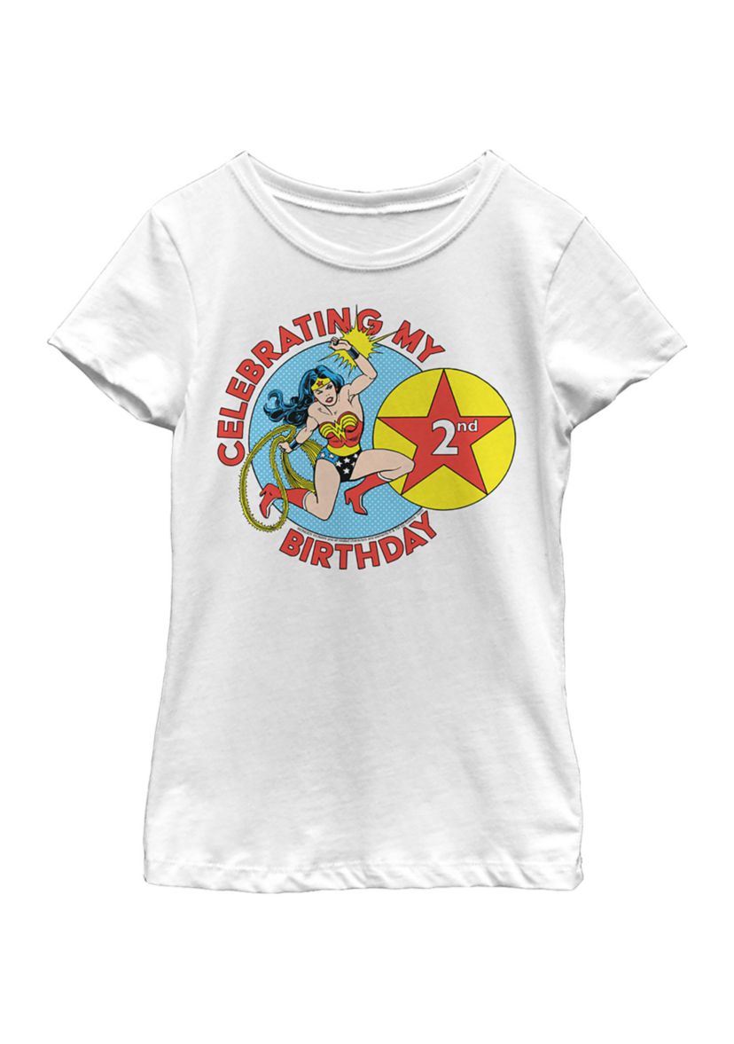 Girls 46x Wonder Woman Wonderfully 2nd Birthday Graphic Top
