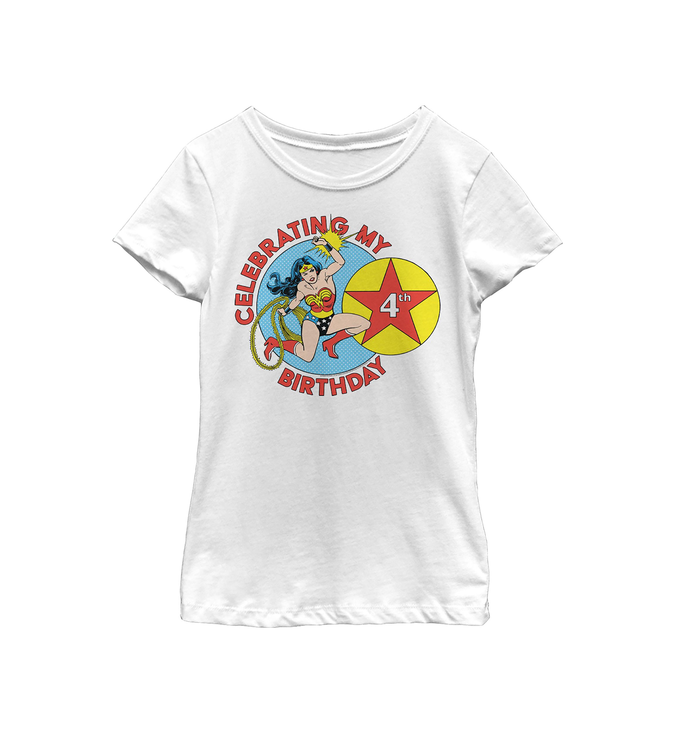 Girls 46x Wonder Woman Wonderfully 4th Birthday Graphic Top