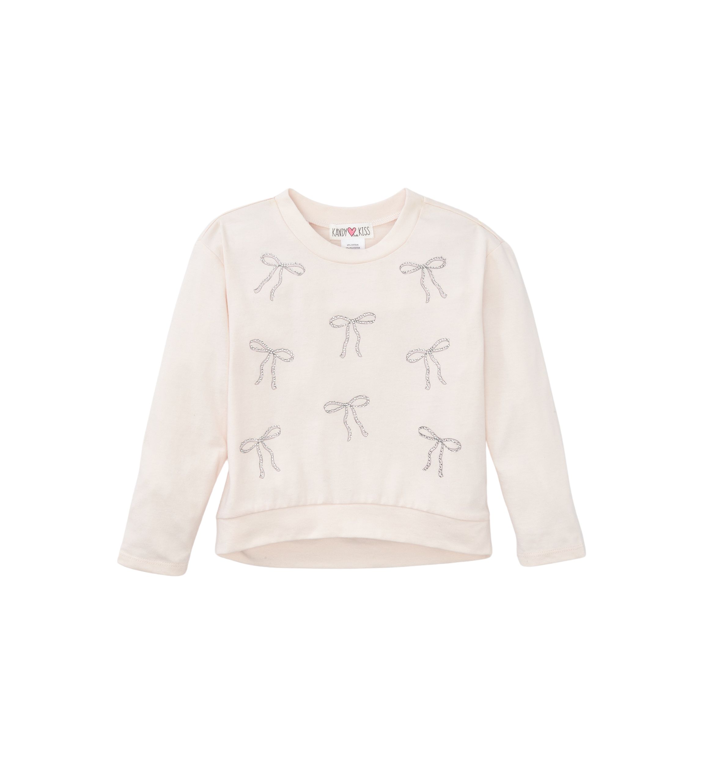 Girls 4-6x Long Sleeve Rhinestone Bow T-Shirt