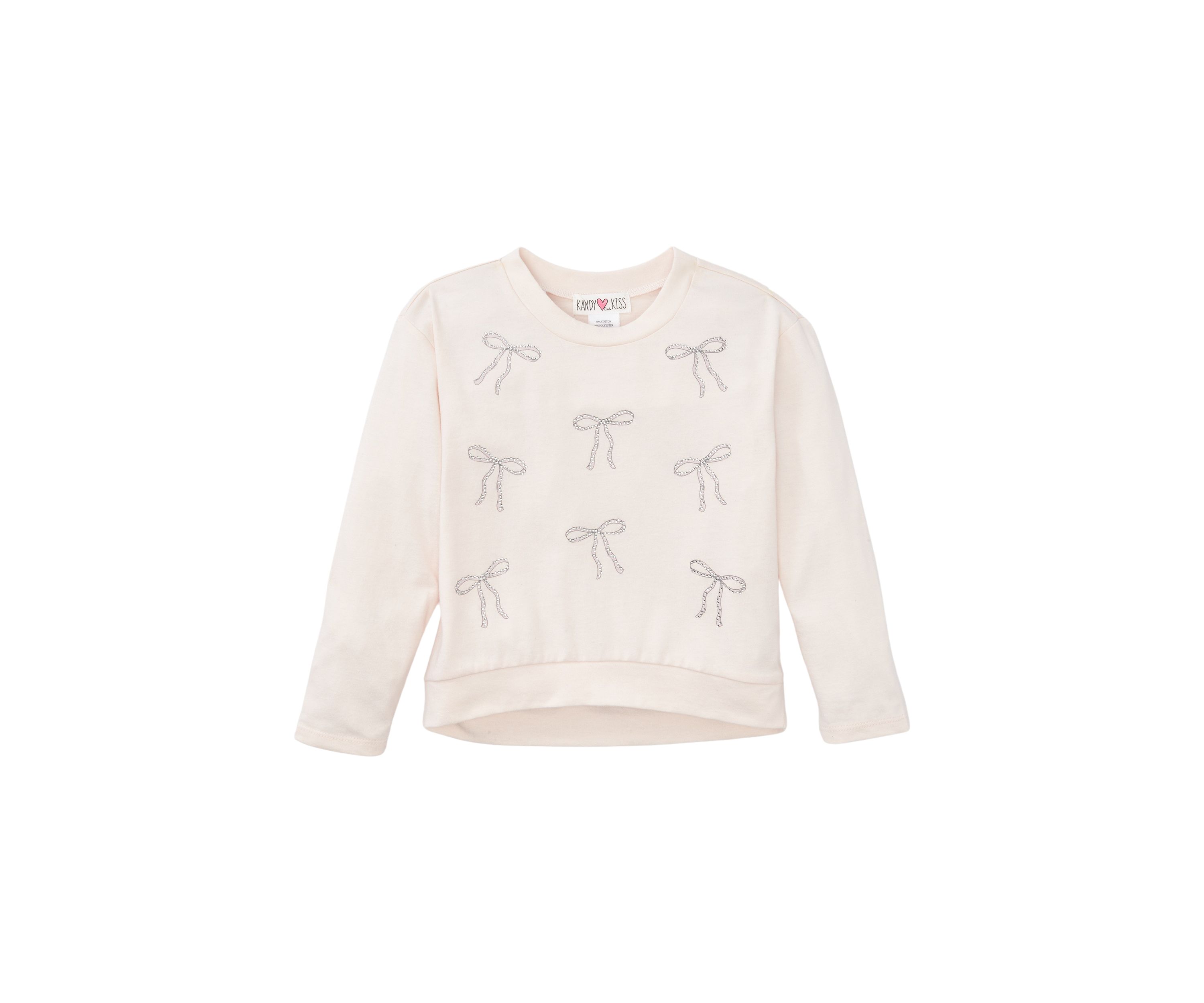 Girls 4-6x Long Sleeve Rhinestone Bow T-Shirt