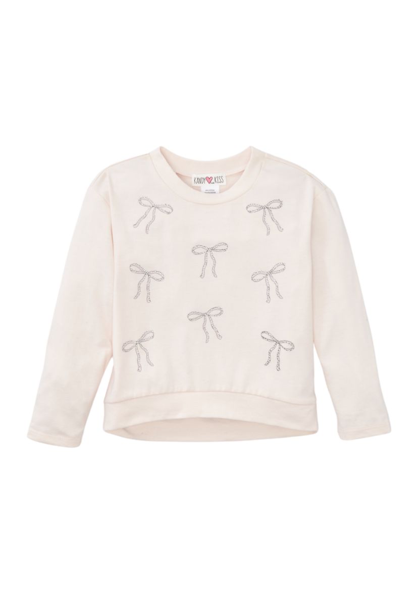 Girls 4-6x Long Sleeve Rhinestone Bow T-Shirt