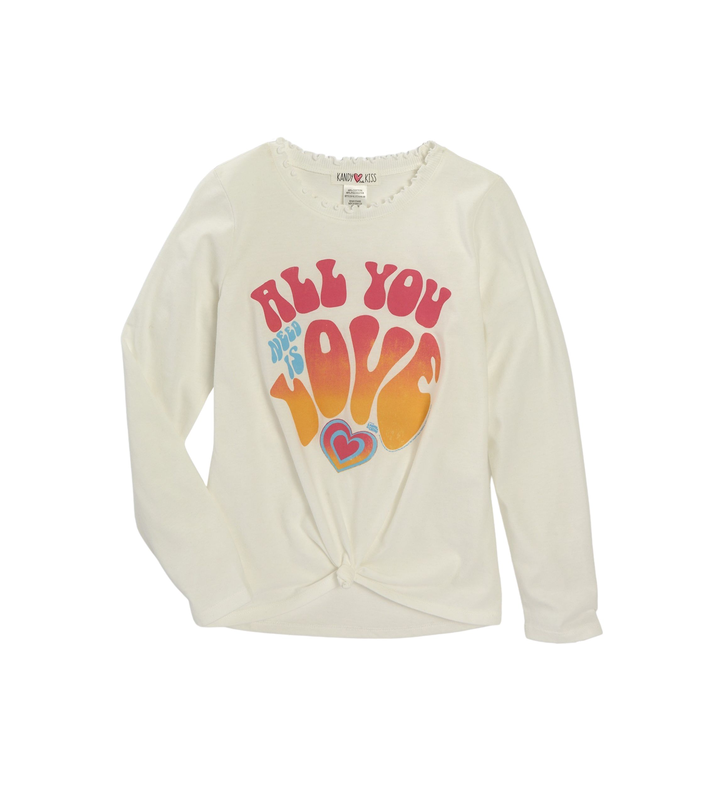 Girls 7-16 Long Sleeve Knot Front Graphic T-Shirt 