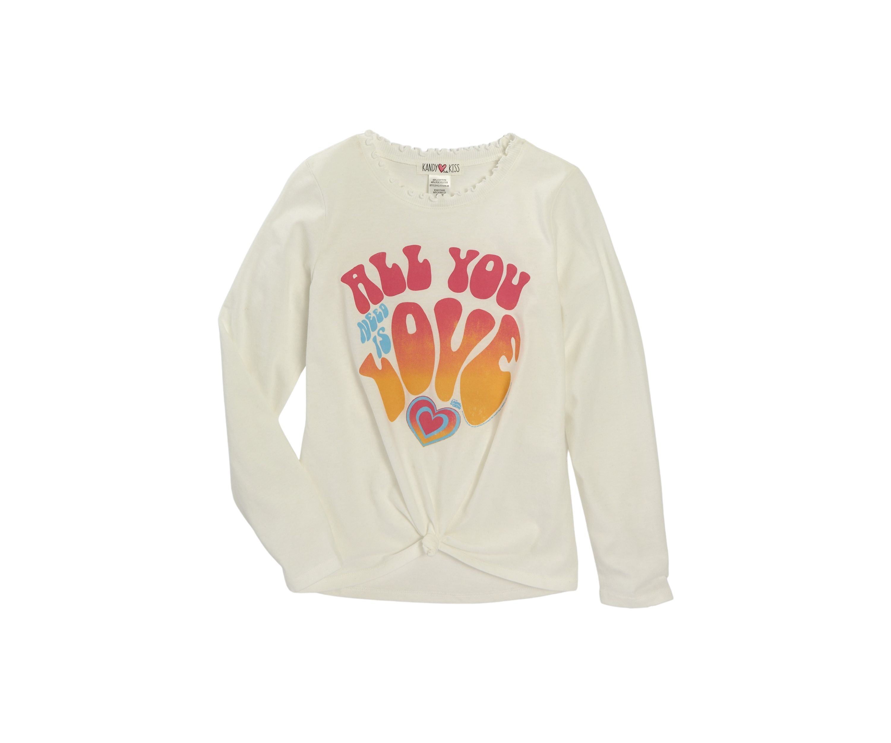Girls 7-16 Long Sleeve Knot Front Graphic T-Shirt 