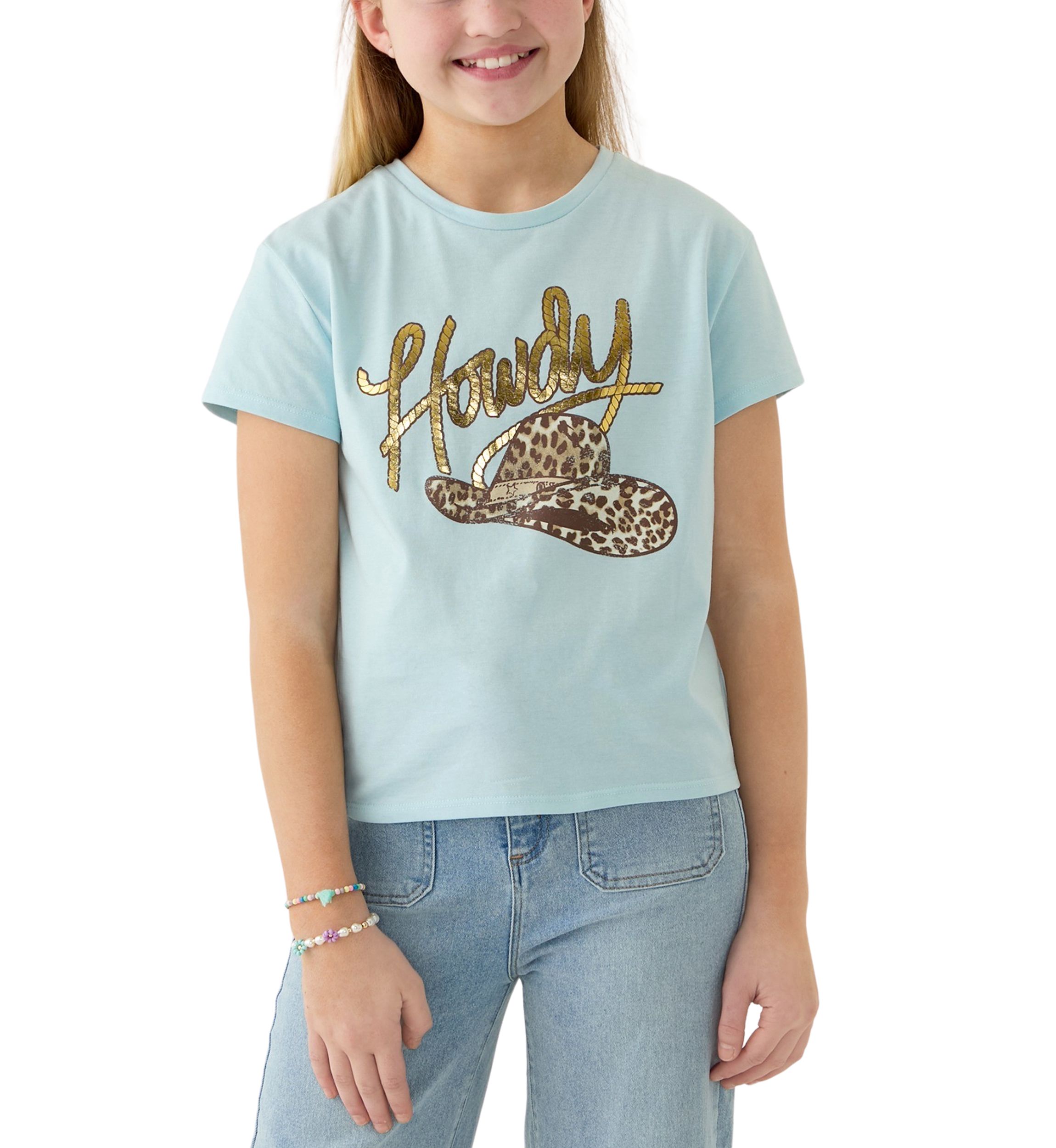 Girls 7-16 Short Sleeve Howdy Graphic T-Shirt
