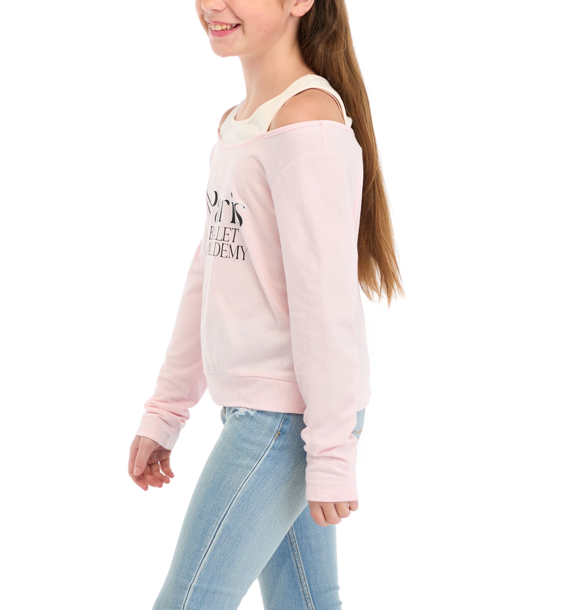 Girls 7-16 Cold Shoulder Paris Ballet Academy Graphic Pullover