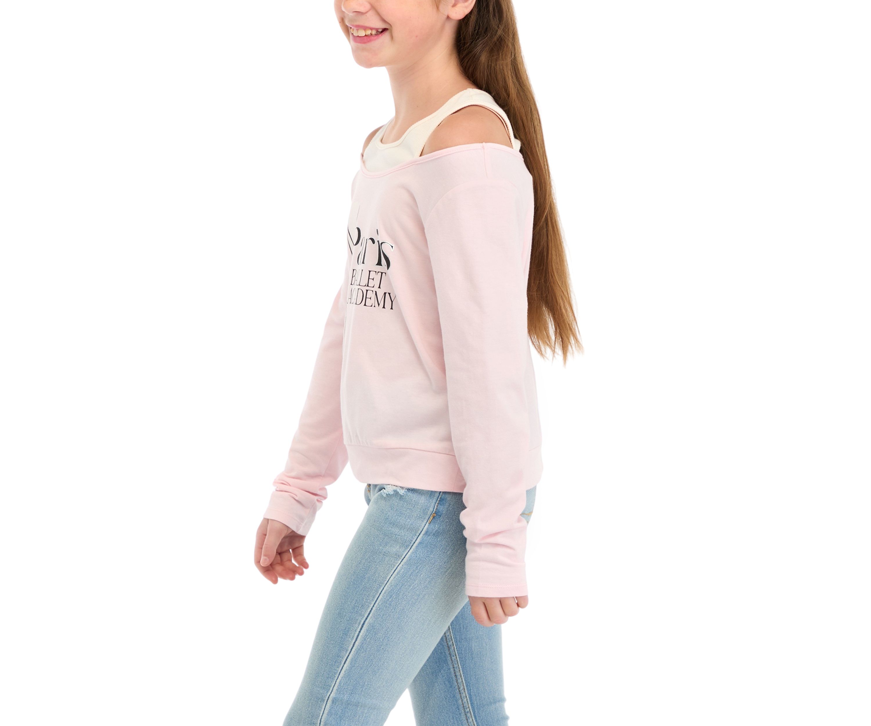 Girls 7-16 Cold Shoulder Paris Ballet Academy Graphic Pullover