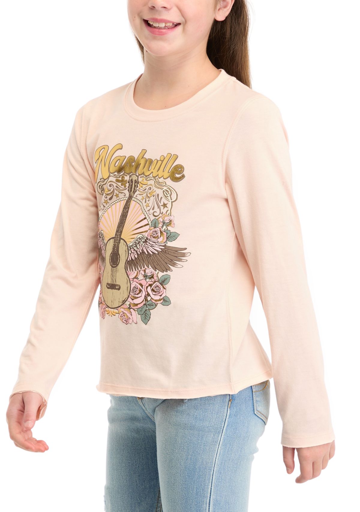 Girls 7-16 Western Nashville Guitar Graphic T-Shirt 