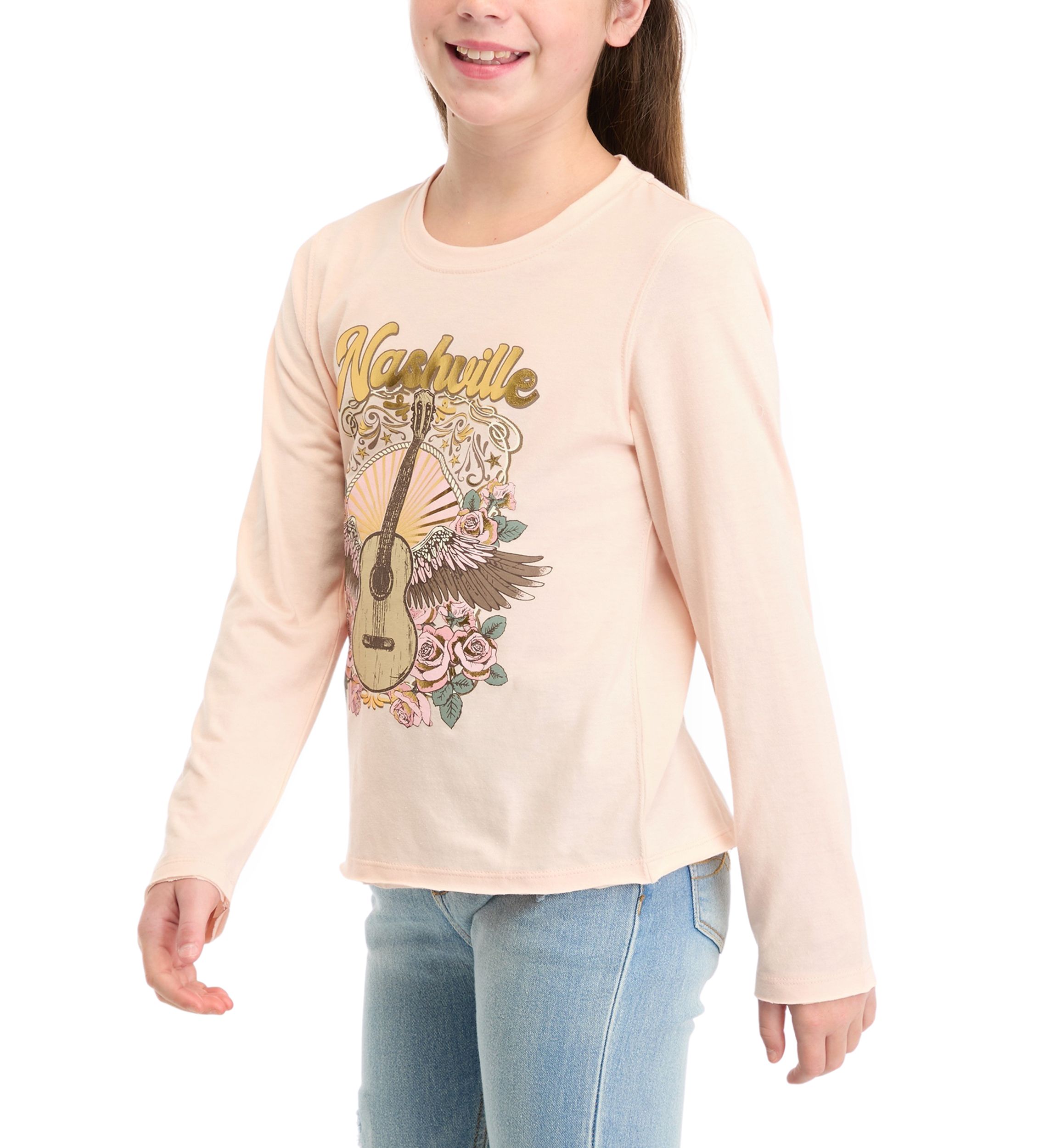 Girls 7-16 Western Nashville Guitar Graphic T-Shirt 