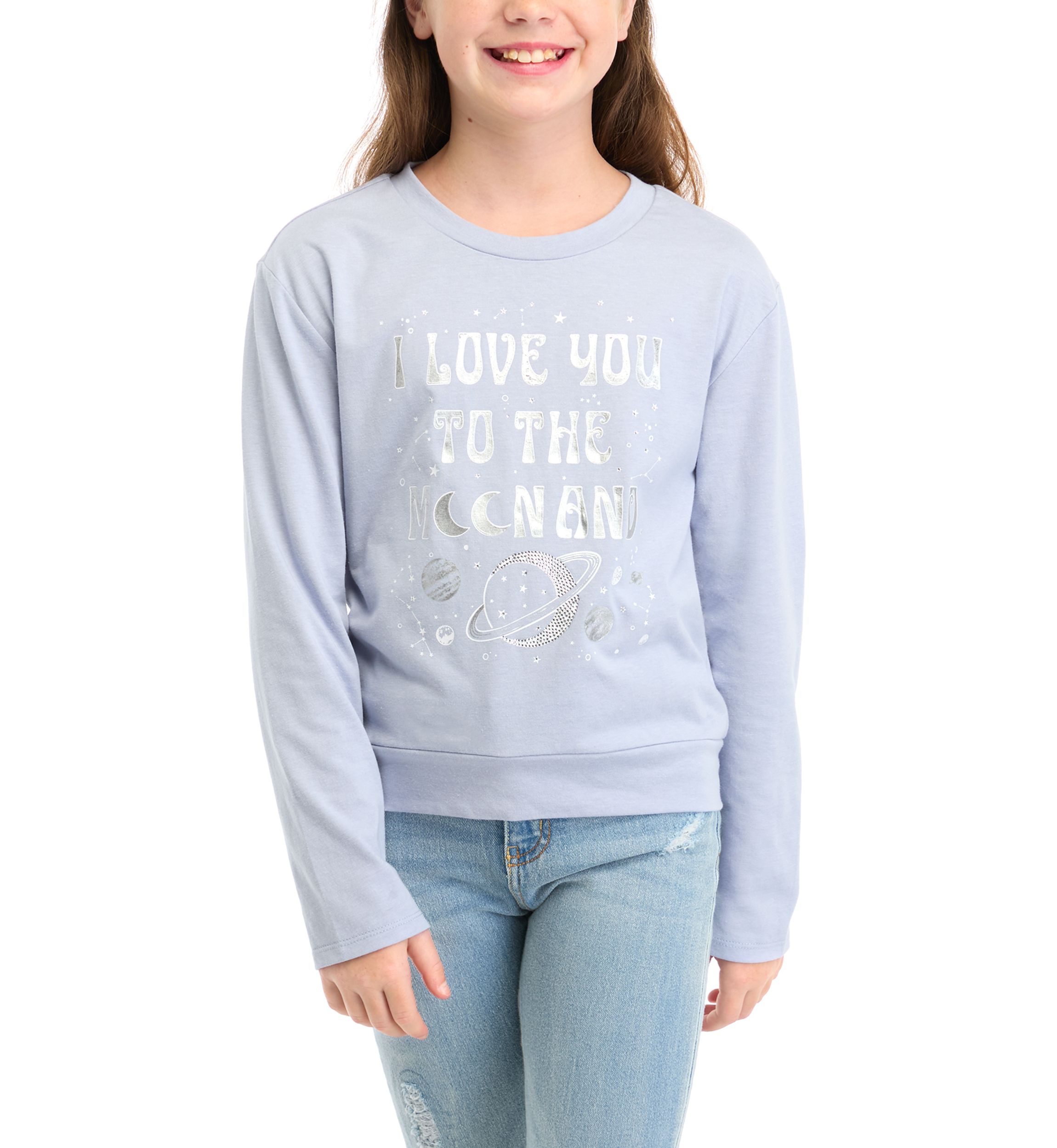 Girls 7-16 Moon and Saturn Graphic T-Shirt 