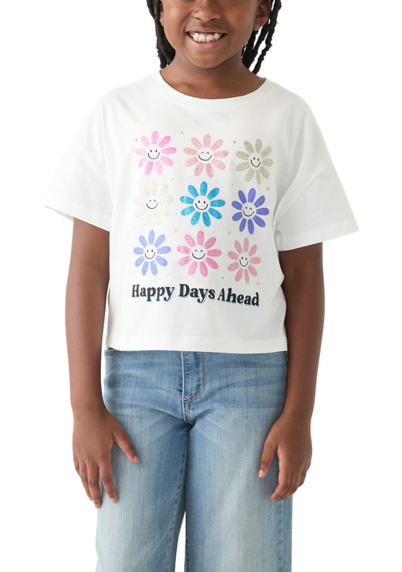 Girls 7-16 Drop Shoulder Happy Days Ahead Graphic T-Shirt 