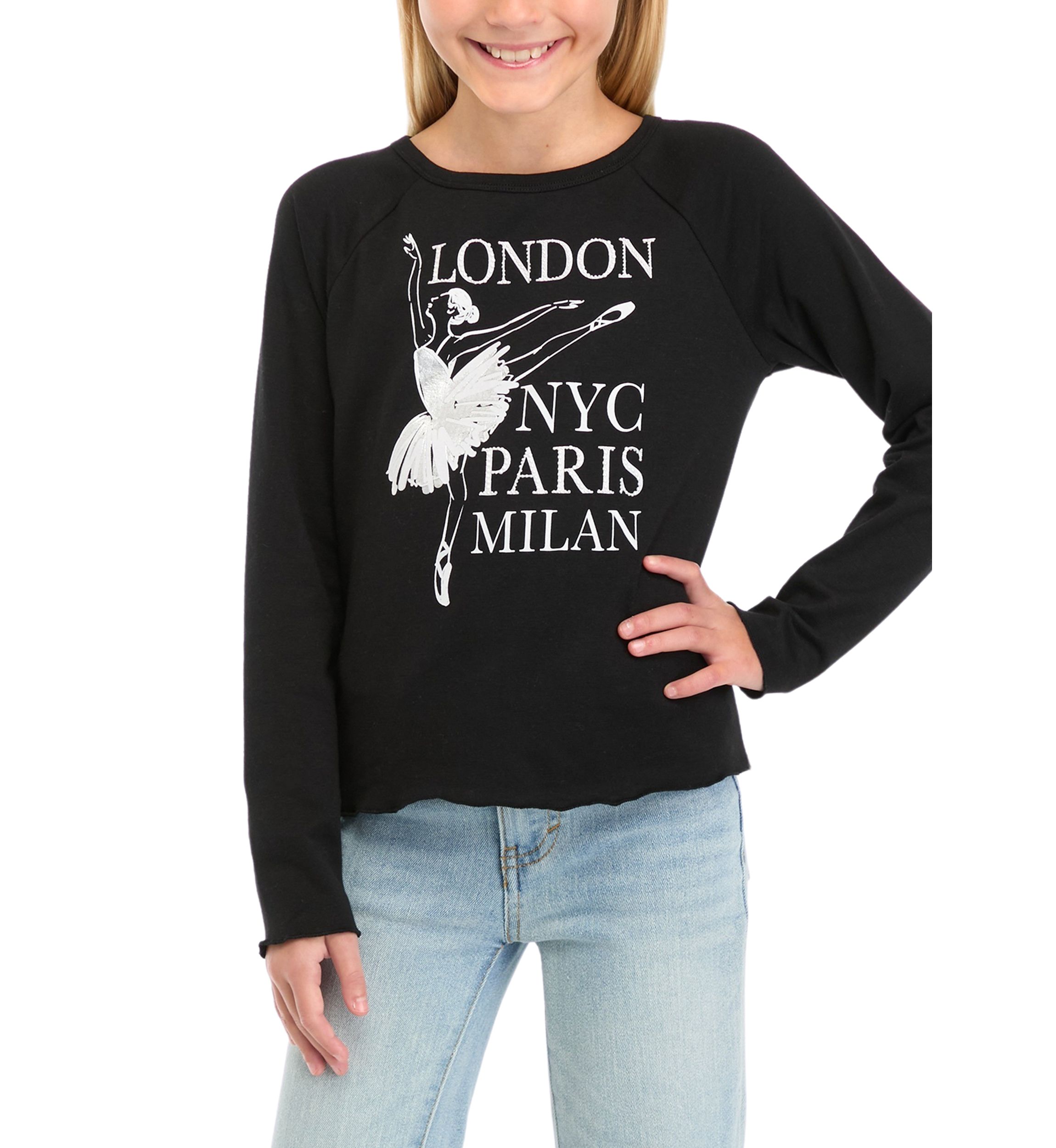 Girls 7-16 Long Sleeve Destination Ballerina Graphic T-Shirt 