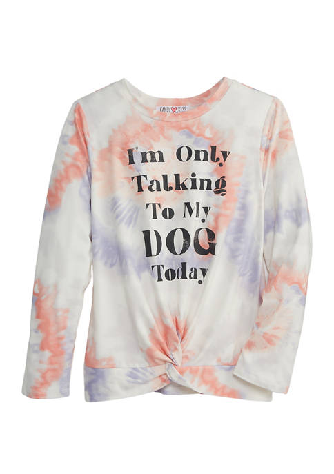 Girls 7-16 Long Sleeve Twist Front Printed Graphic T-Shirt