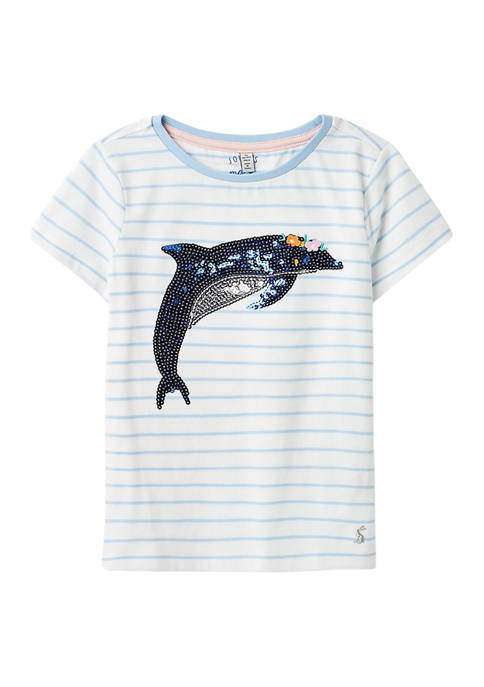 Joules USA Girls 4-6x Short Sleeve Sequin Dolphin