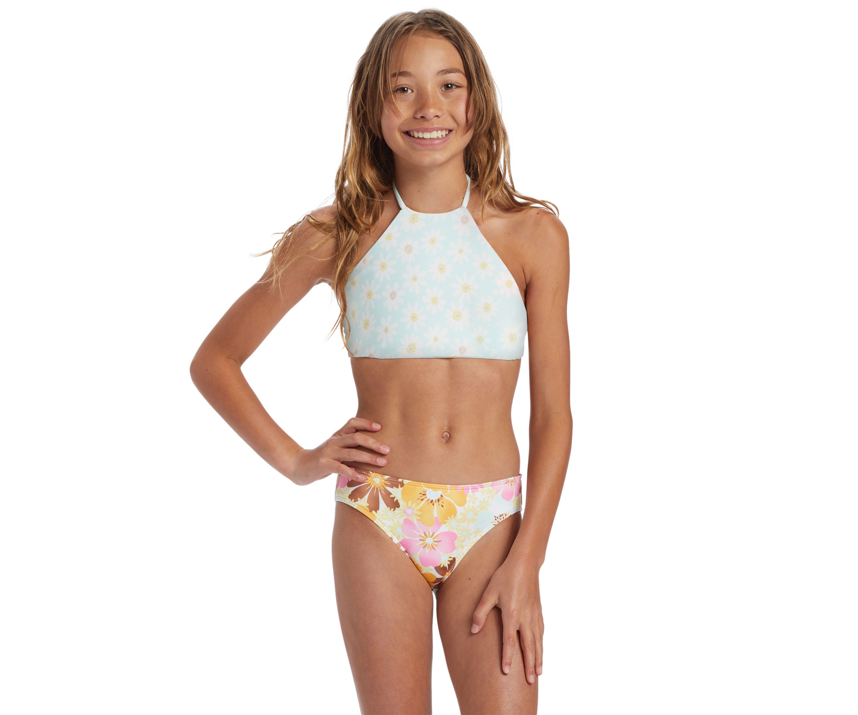 Girls 7-16 High Neck Bikini 2 Piece Swimsuit