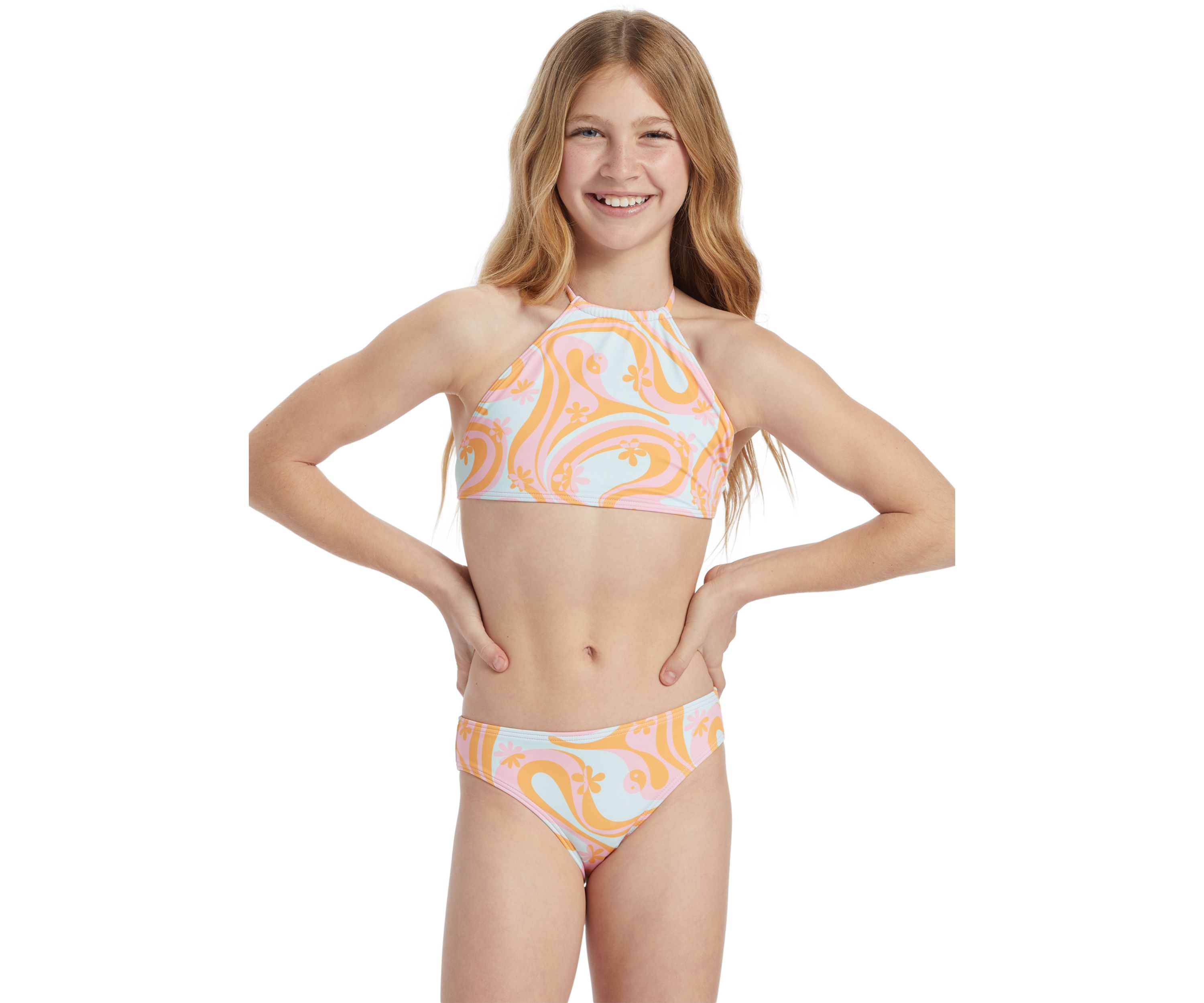 Girls 7-16 High Neck Bikini 2 Piece Swimsuit