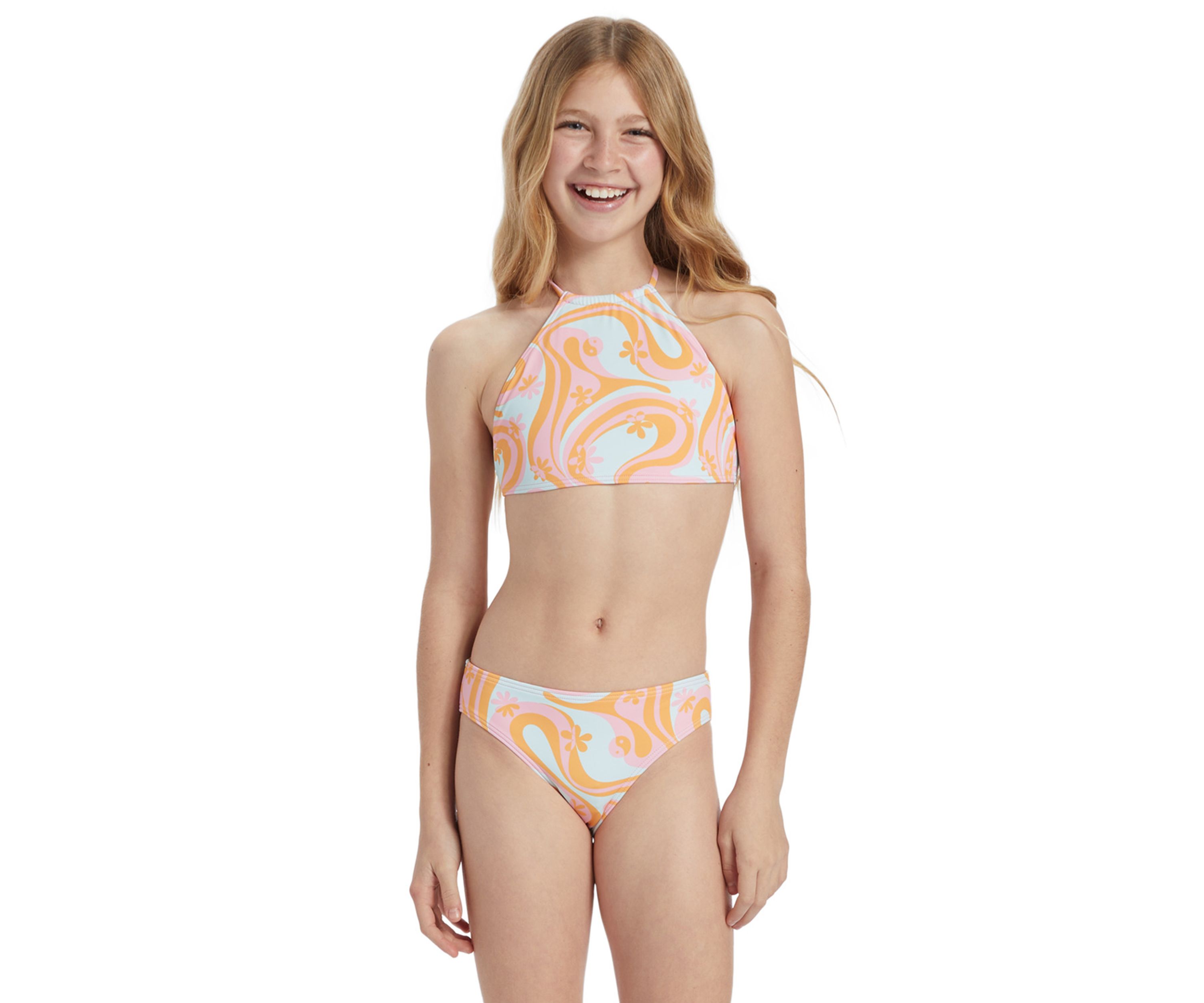 Girls 7-16 High Neck Bikini 2 Piece Swimsuit