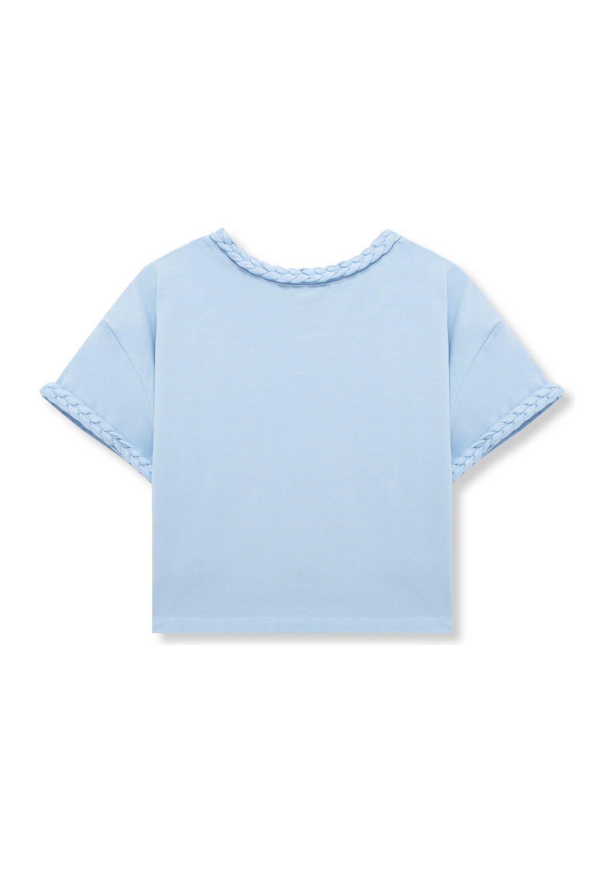 Girls 7-16 Short Sleeve Braided Knit High Low Top