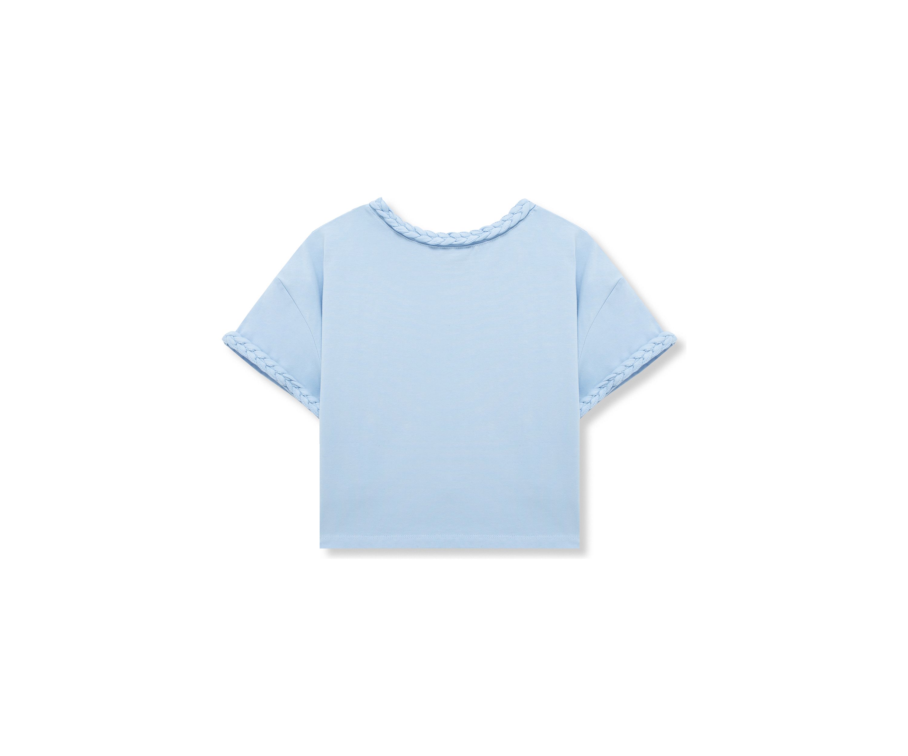 Girls 7-16 Short Sleeve Braided Knit High Low Top