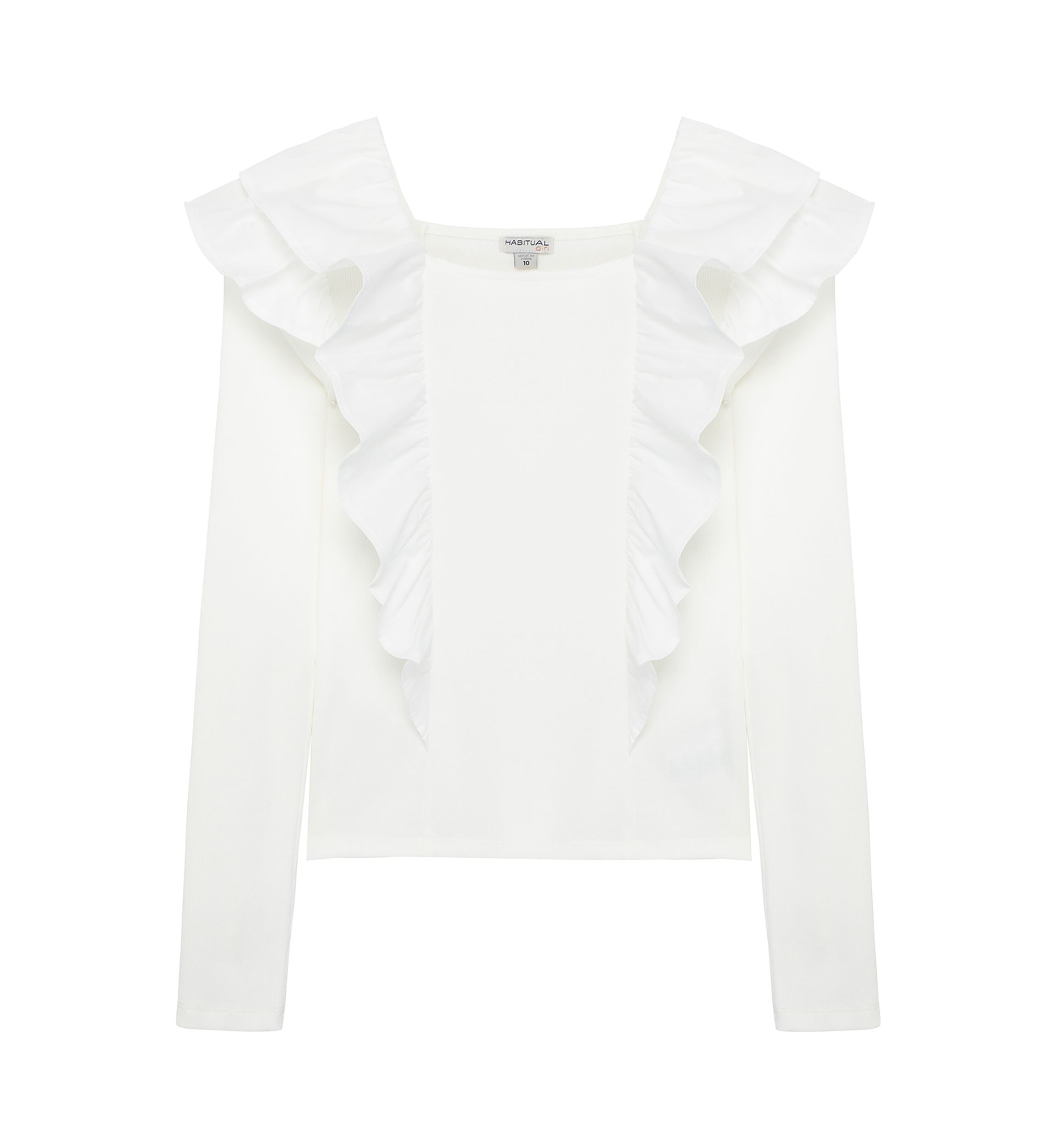 Girls 7-16 Knit Top with Woven Ruffles