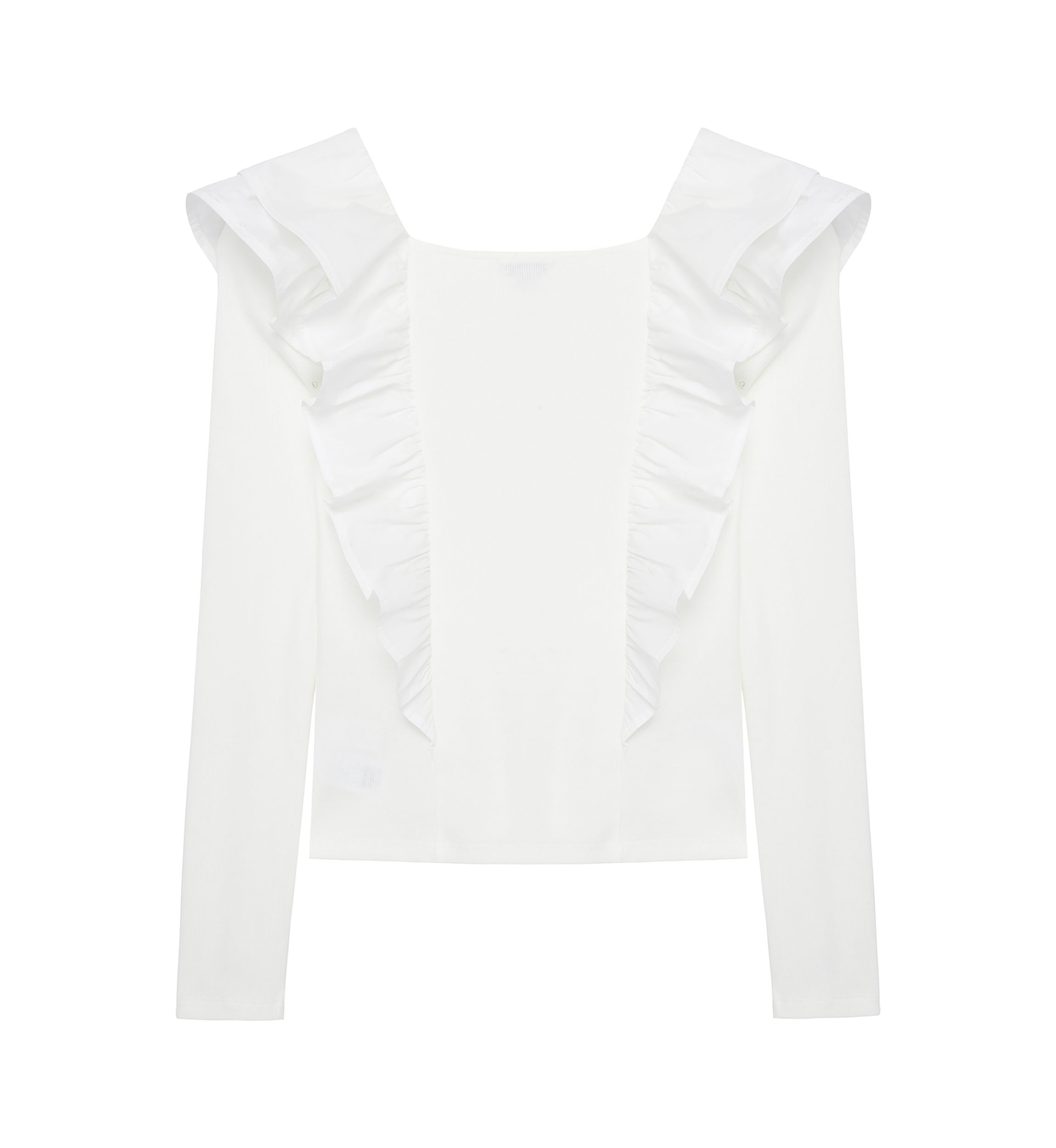 Girls 7-16 Knit Top with Woven Ruffles