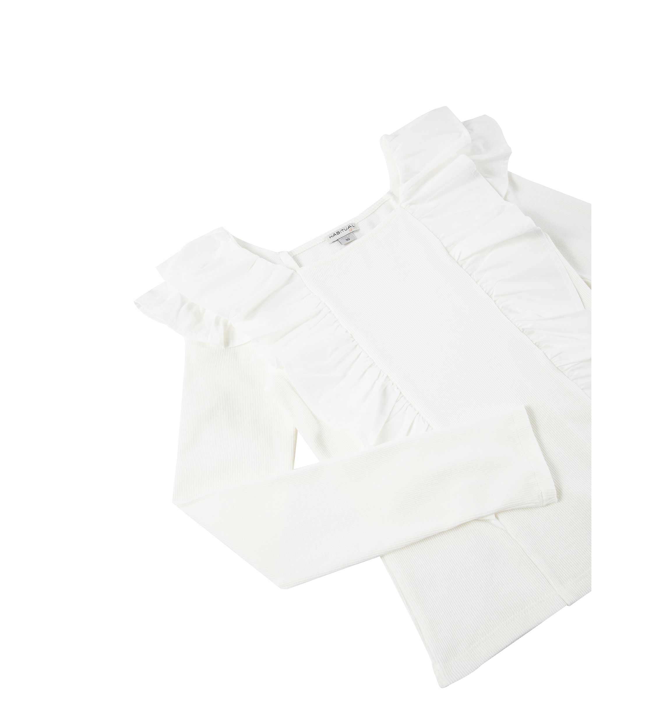 Girls 7-16 Knit Top with Woven Ruffles