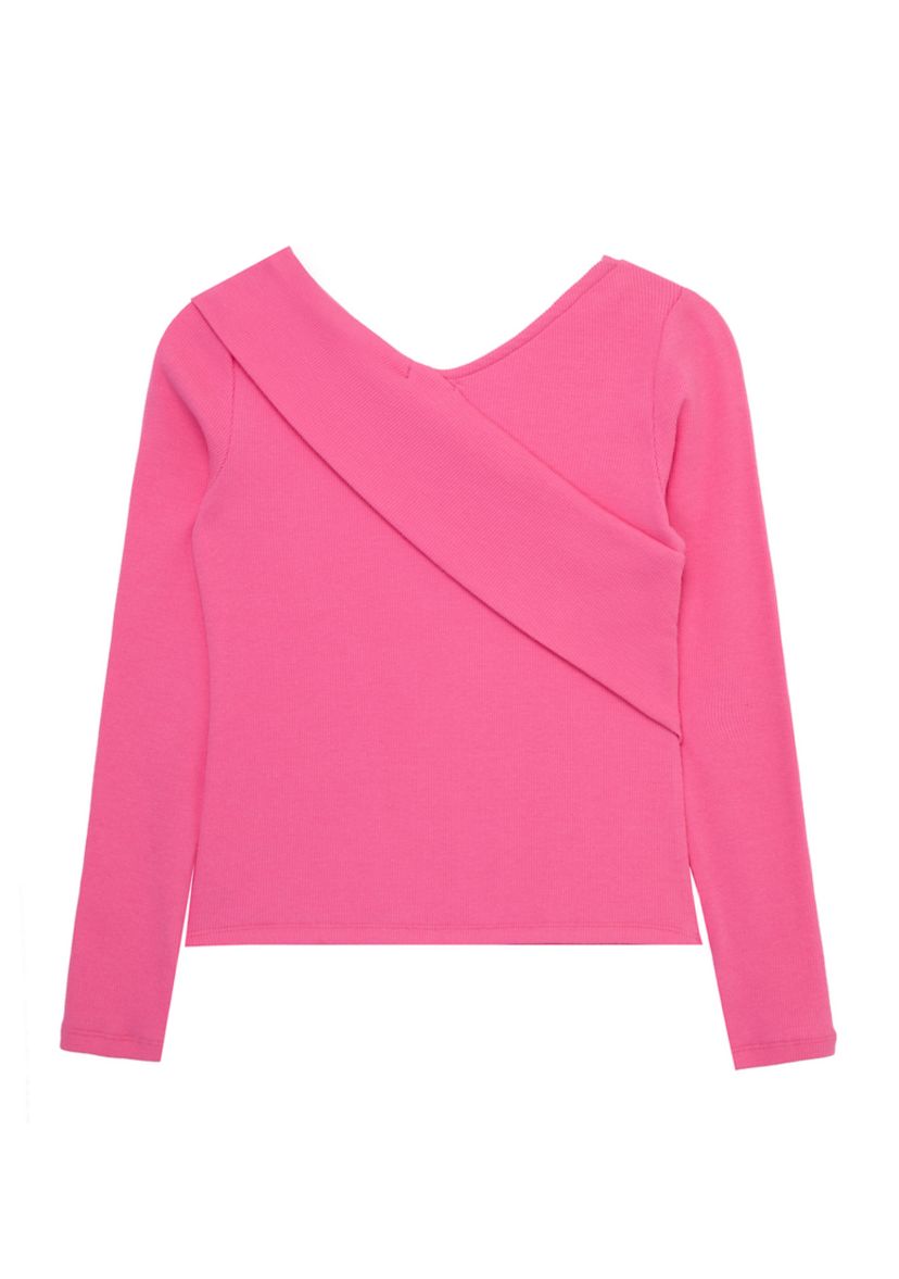 Girls 7-16 Asymmetrical Ribbed Top