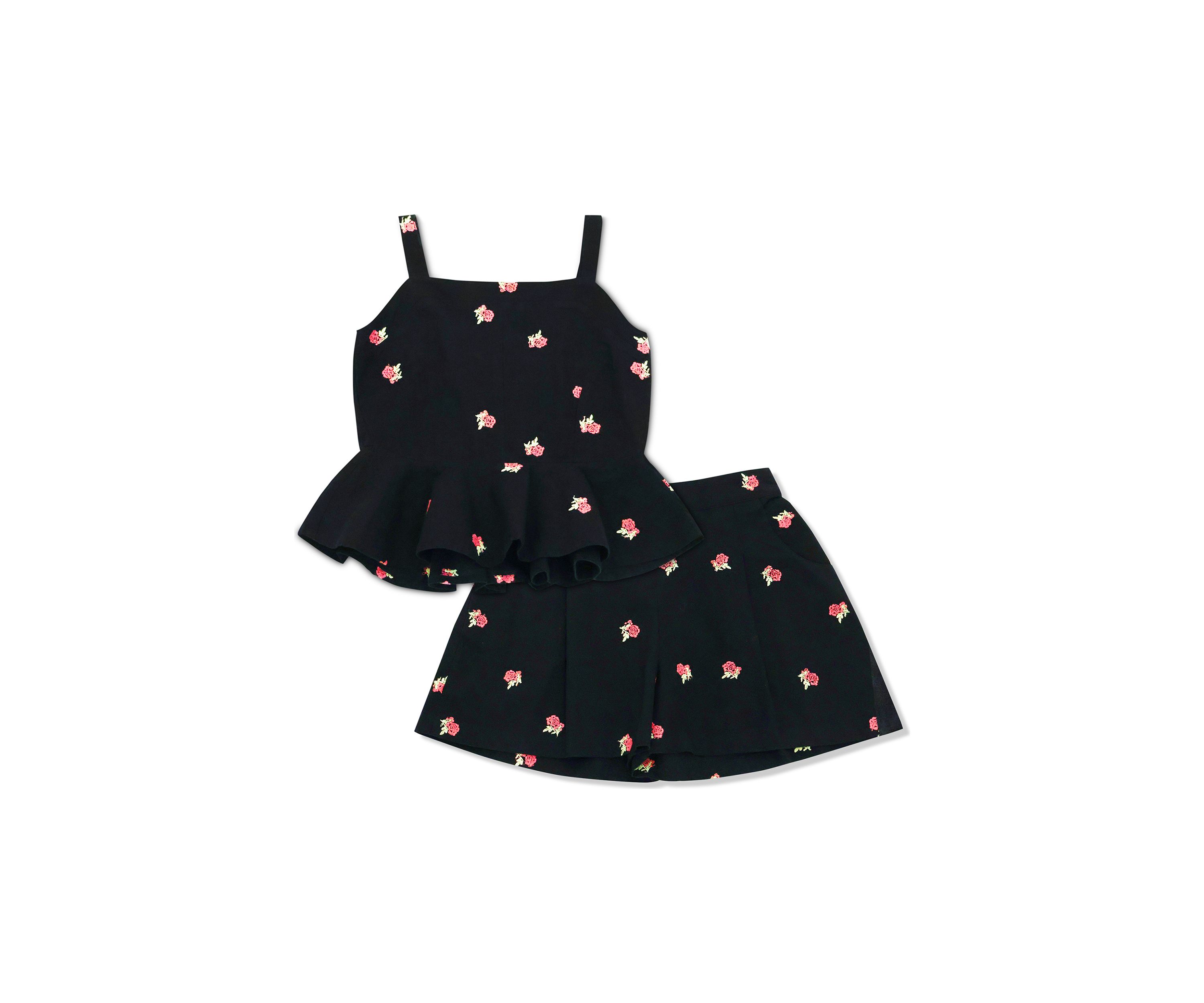 Girls 7-16 Allover Embroidery Short Set