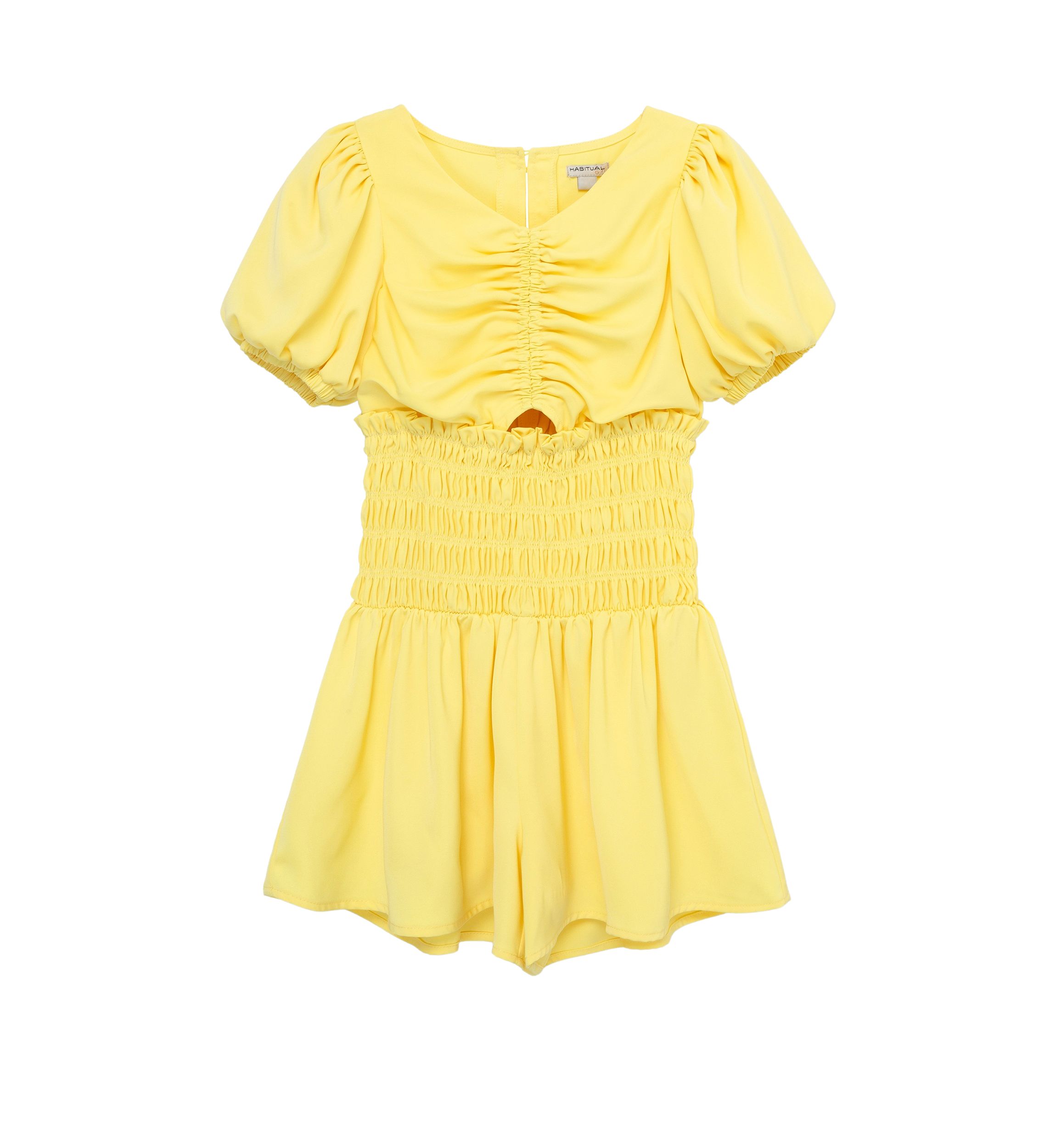 Girls 7-16 Smocked Puff Sleeve Romper