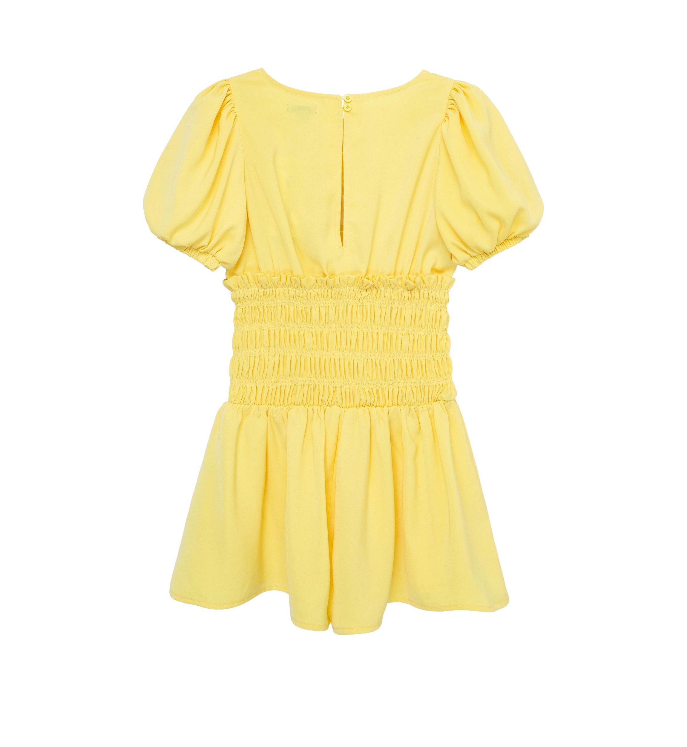 Girls 7-16 Smocked Puff Sleeve Romper