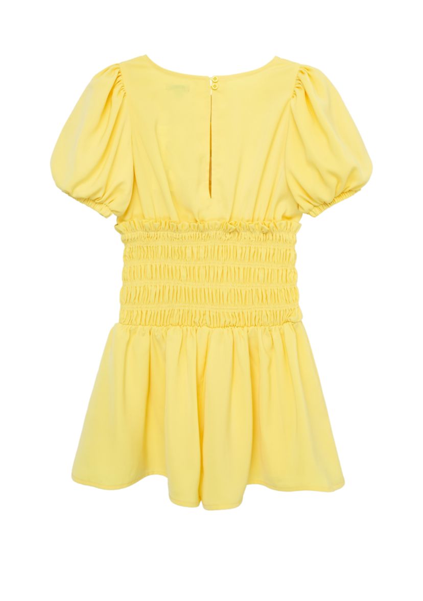 Girls 7-16 Smocked Puff Sleeve Romper