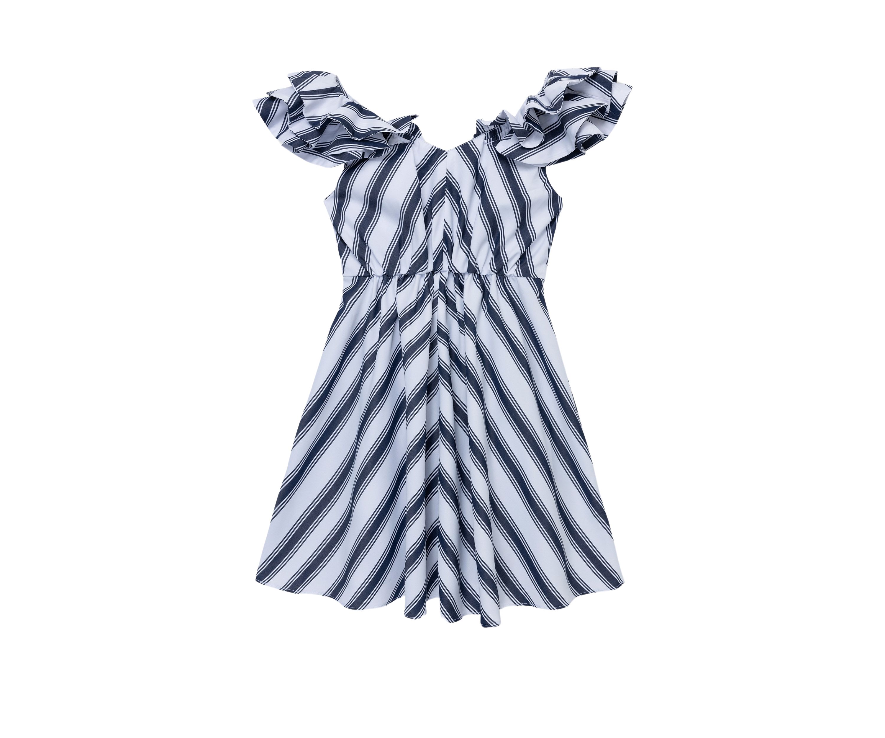 Girls 7-16 Stripe Woven Ruffle Dress