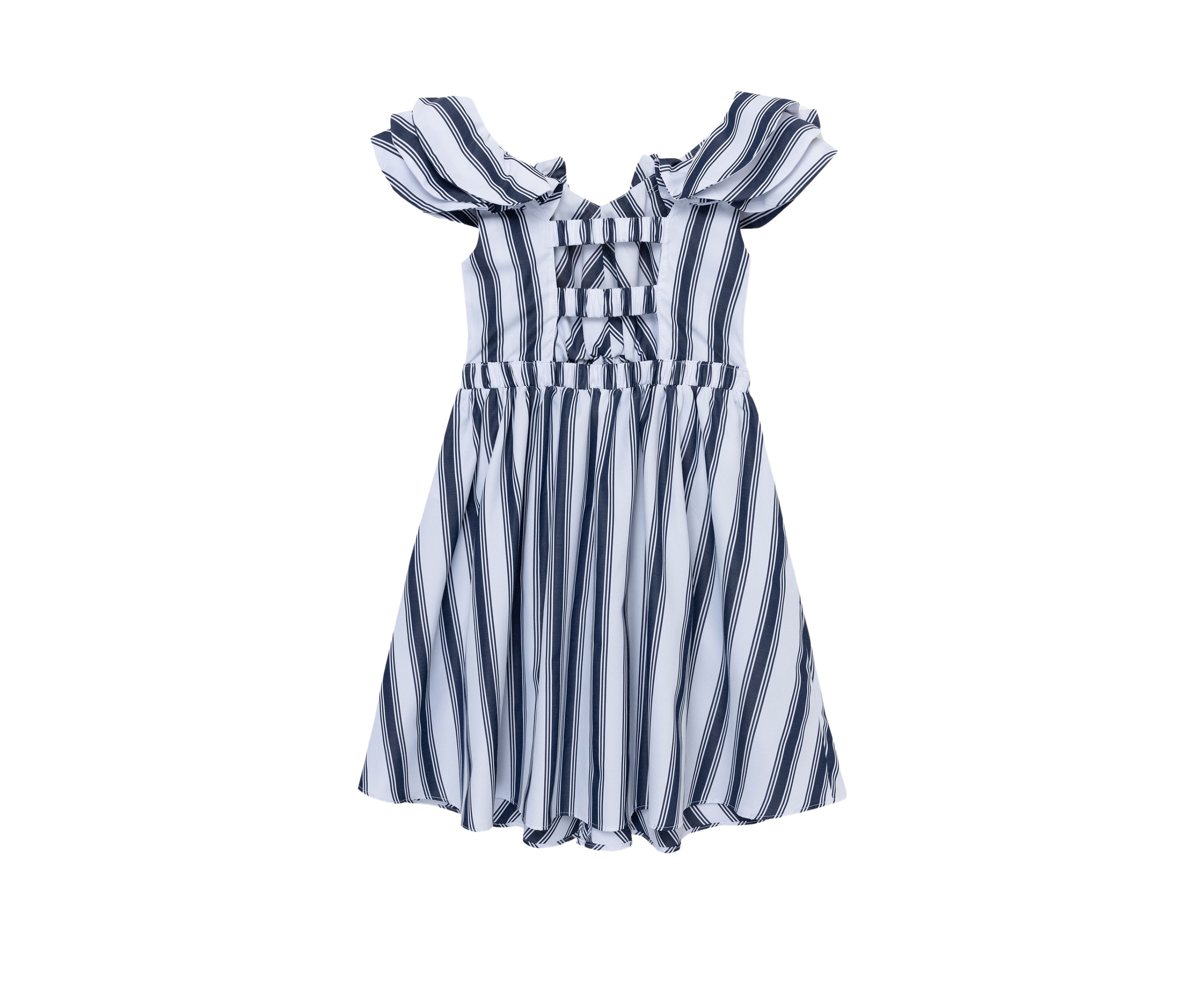 Girls 7-16 Stripe Woven Ruffle Dress