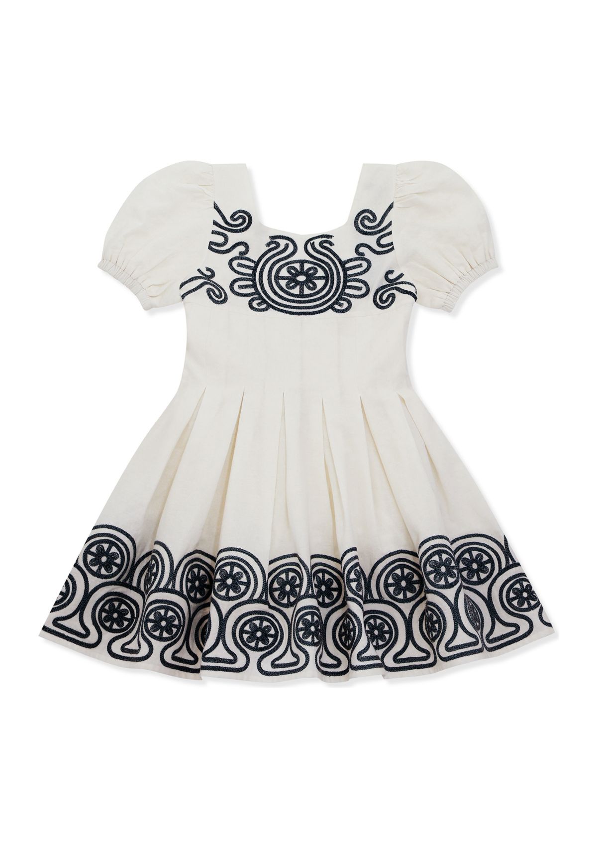 Girls 7-16 Square Neck Embroidered Dress