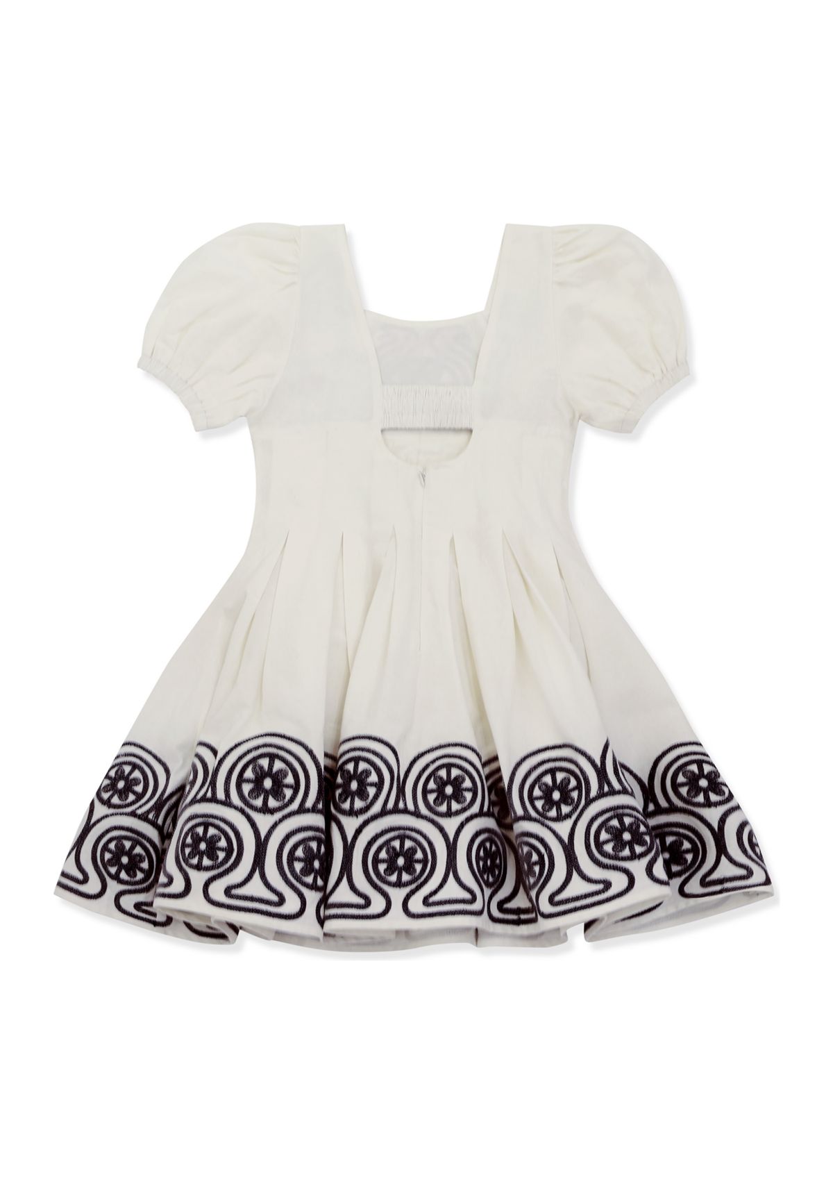 Girls 7-16 Square Neck Embroidered Dress